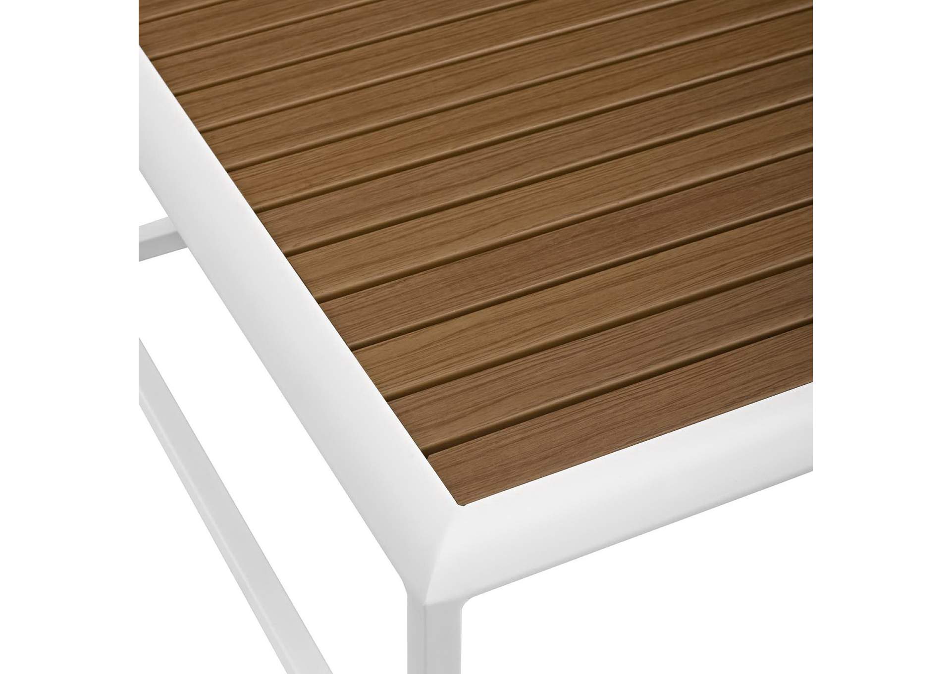 White Natural Stance Outdoor Patio Aluminum Coffee Table,Modway