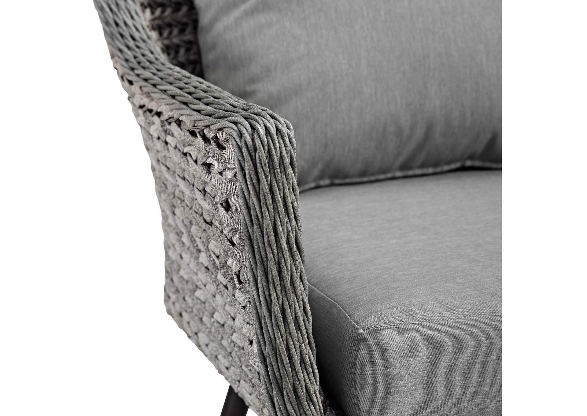 Gray Gray Endeavor Outdoor Patio Wicker Rattan Armchair,Modway