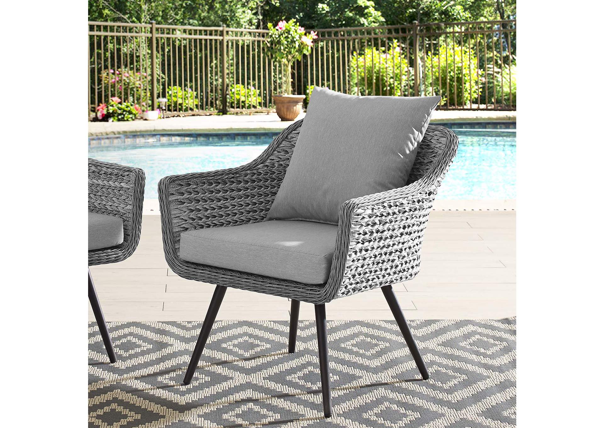 Gray Gray Endeavor Outdoor Patio Wicker Rattan Armchair,Modway