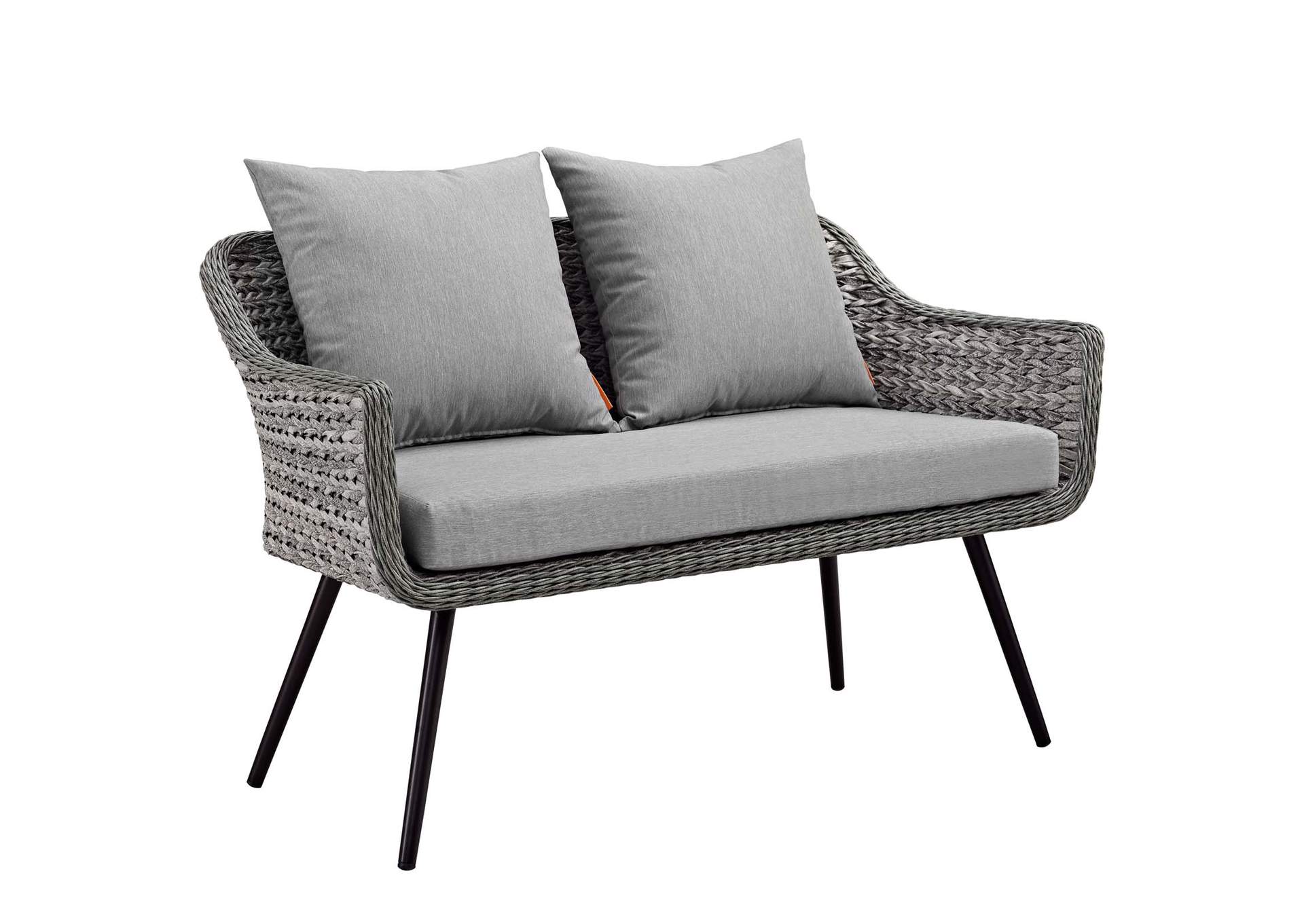 Gray Gray Endeavor Outdoor Patio Wicker Rattan Loveseat,Modway