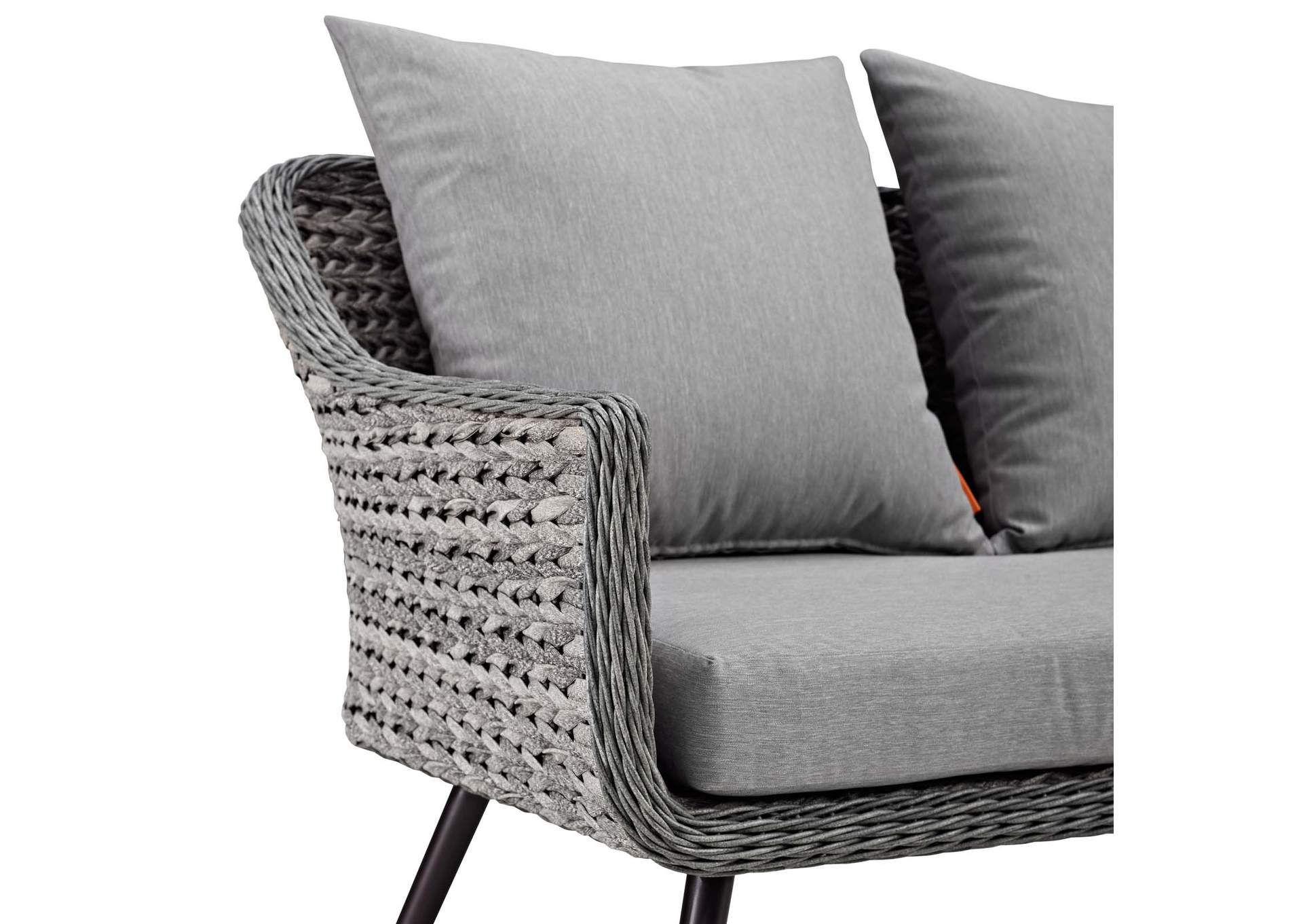 Gray Gray Endeavor Outdoor Patio Wicker Rattan Loveseat,Modway