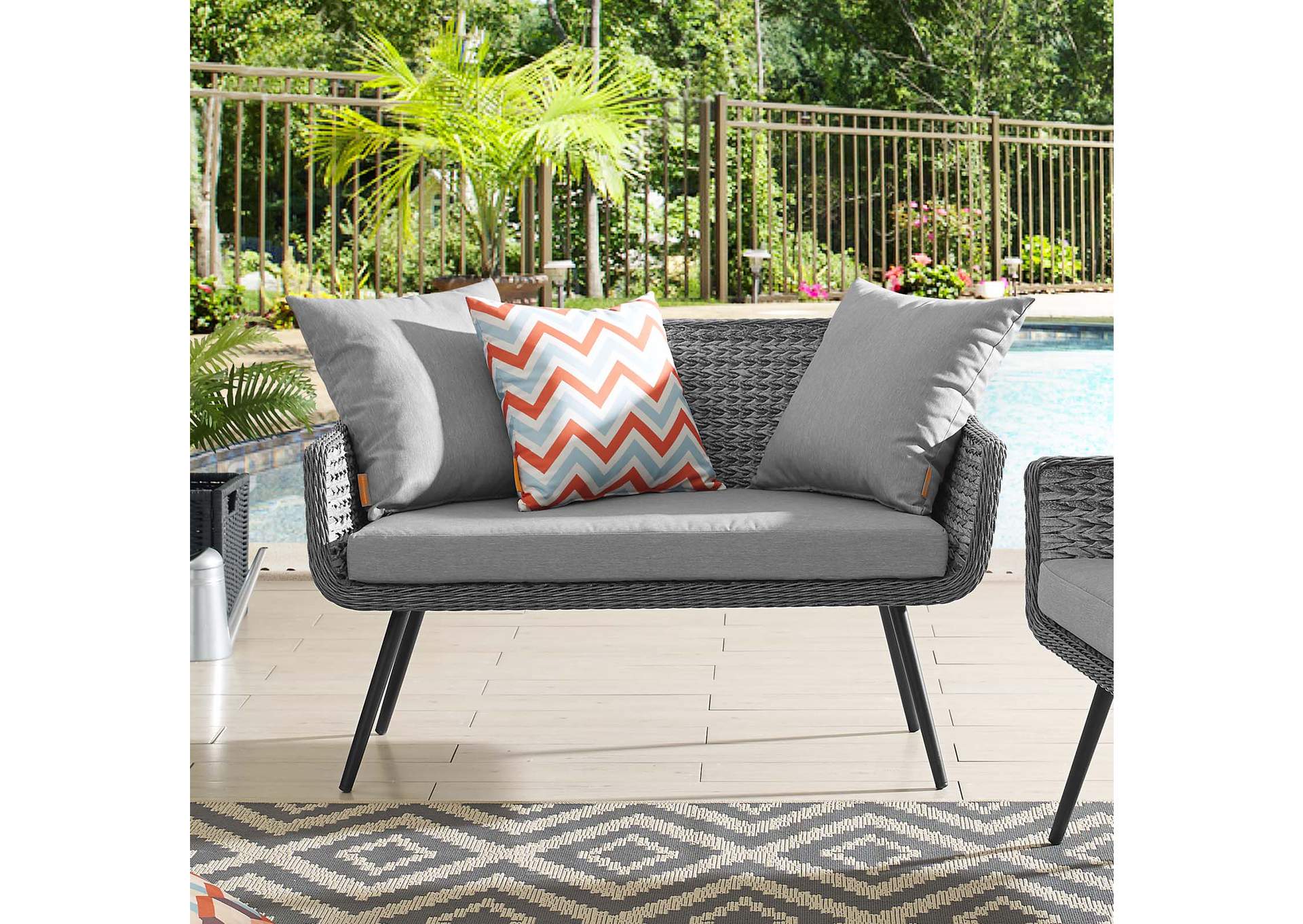 Gray Gray Endeavor Outdoor Patio Wicker Rattan Loveseat,Modway