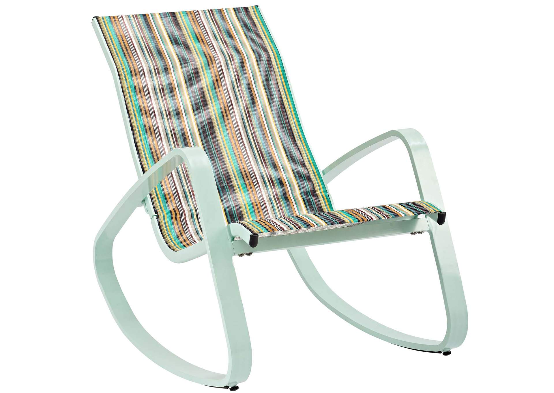 Green Stripe Traveler Rocking Outdoor Patio Mesh Sling Lounge Chair,Modway