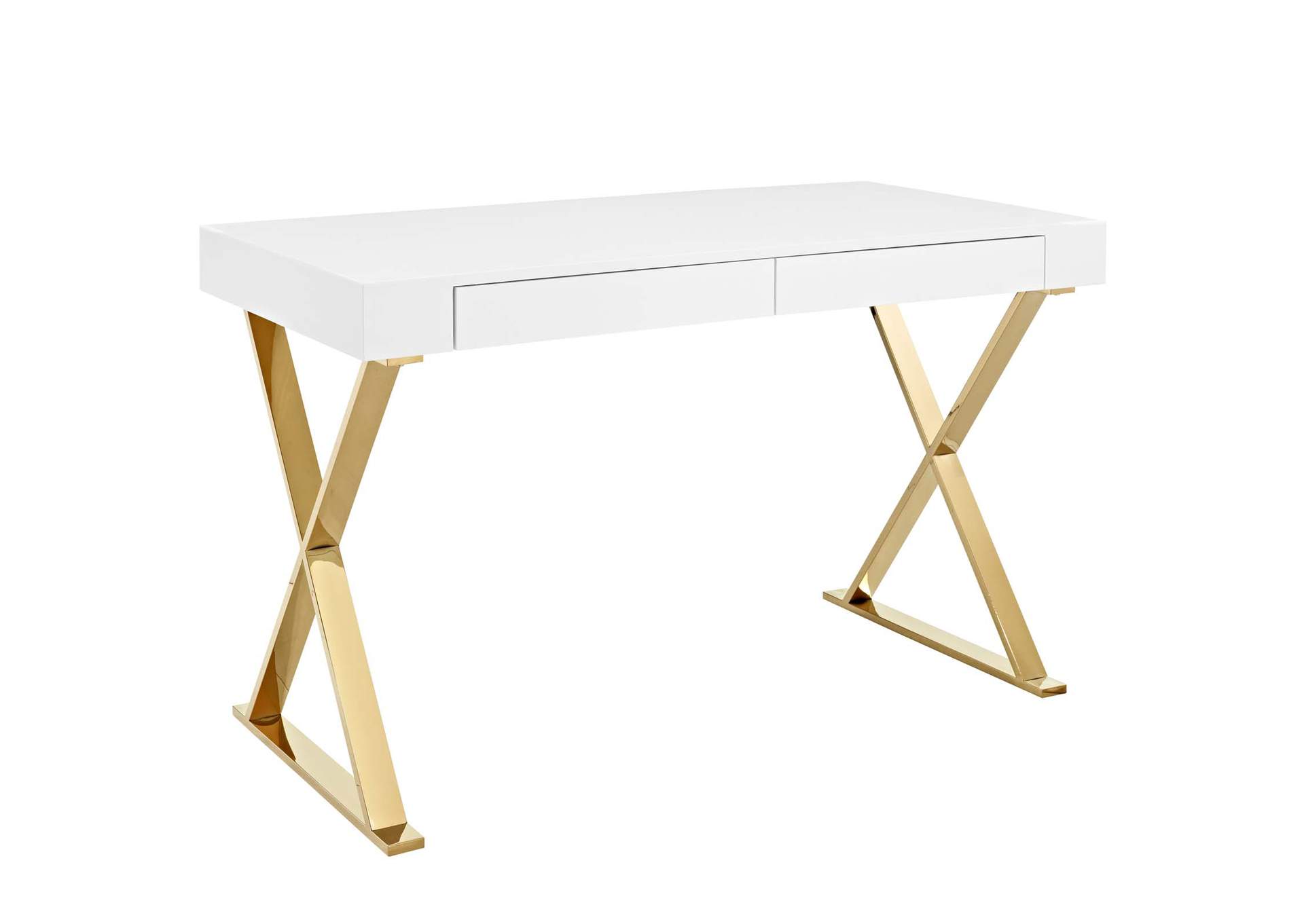 White Gold Sector Office Desk,Modway