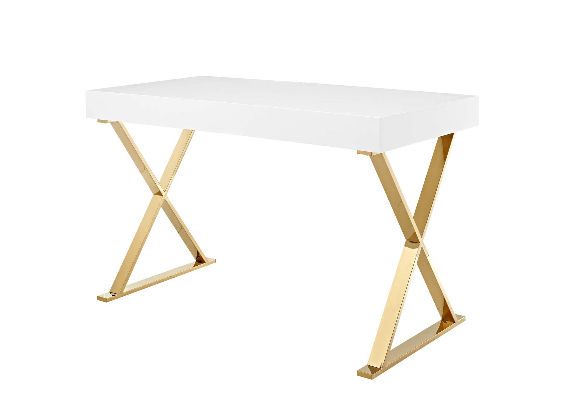 White Gold Sector Office Desk,Modway