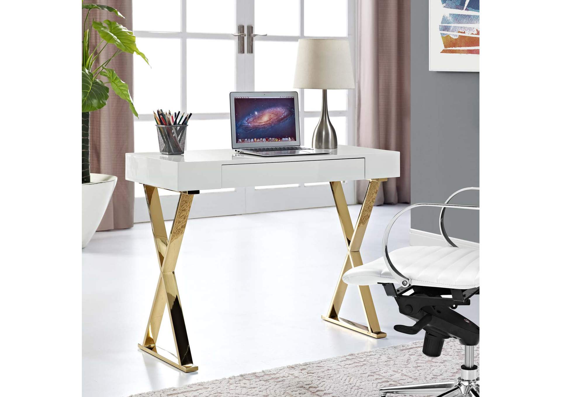 White Gold Sector Console Table,Modway