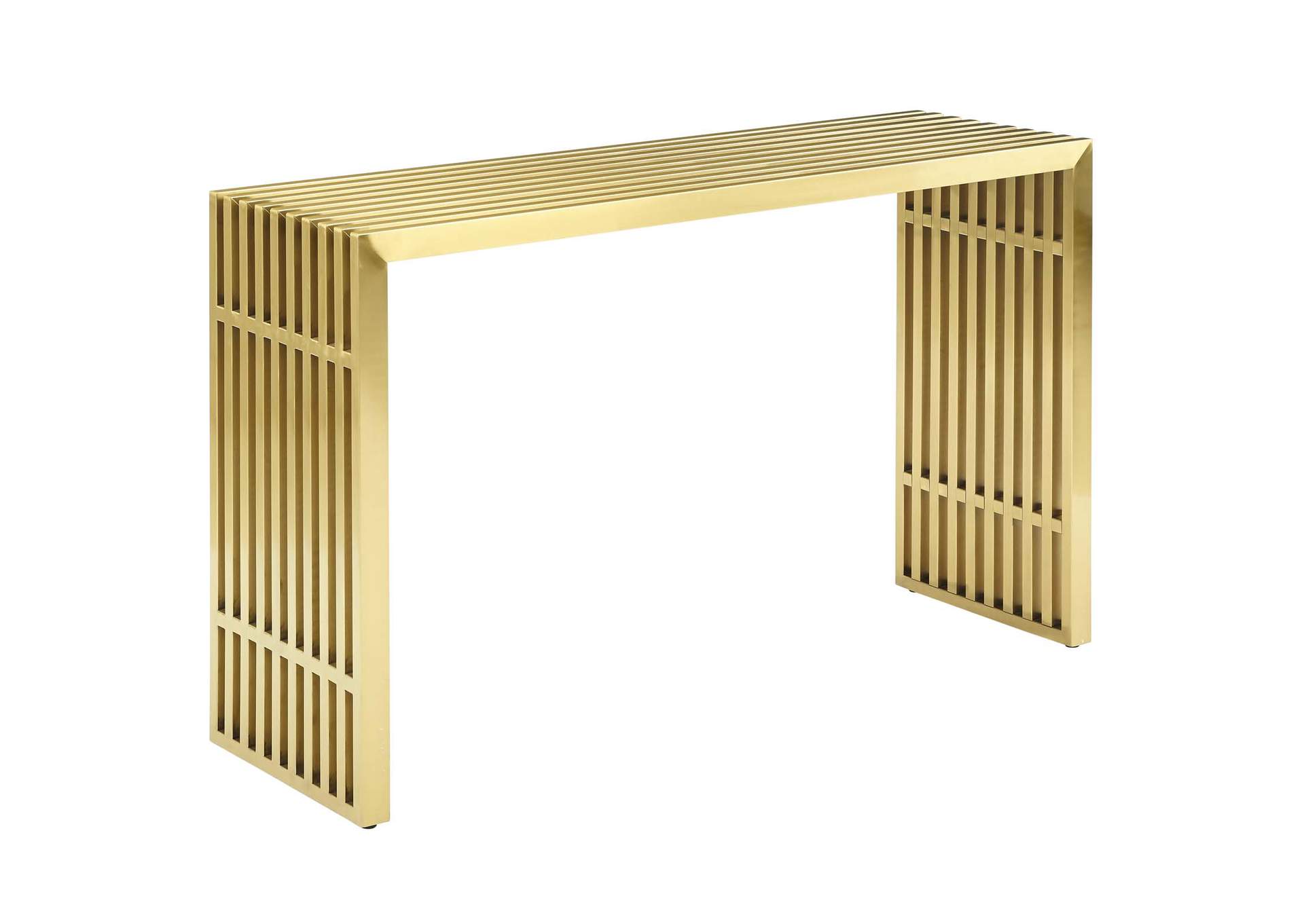 Gold Gridiron Stainless Steel Console Table,Modway
