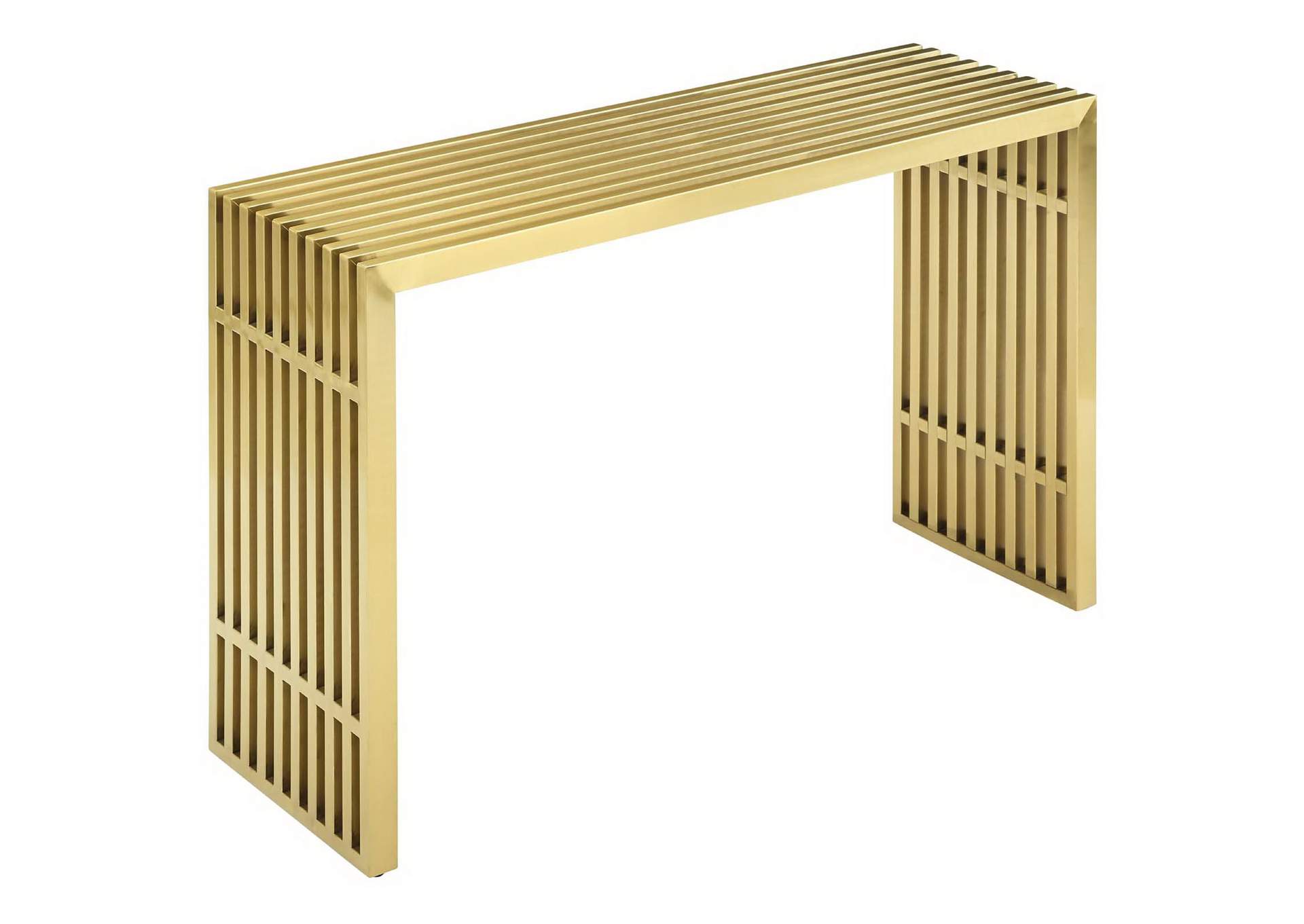 Gold Gridiron Stainless Steel Console Table,Modway