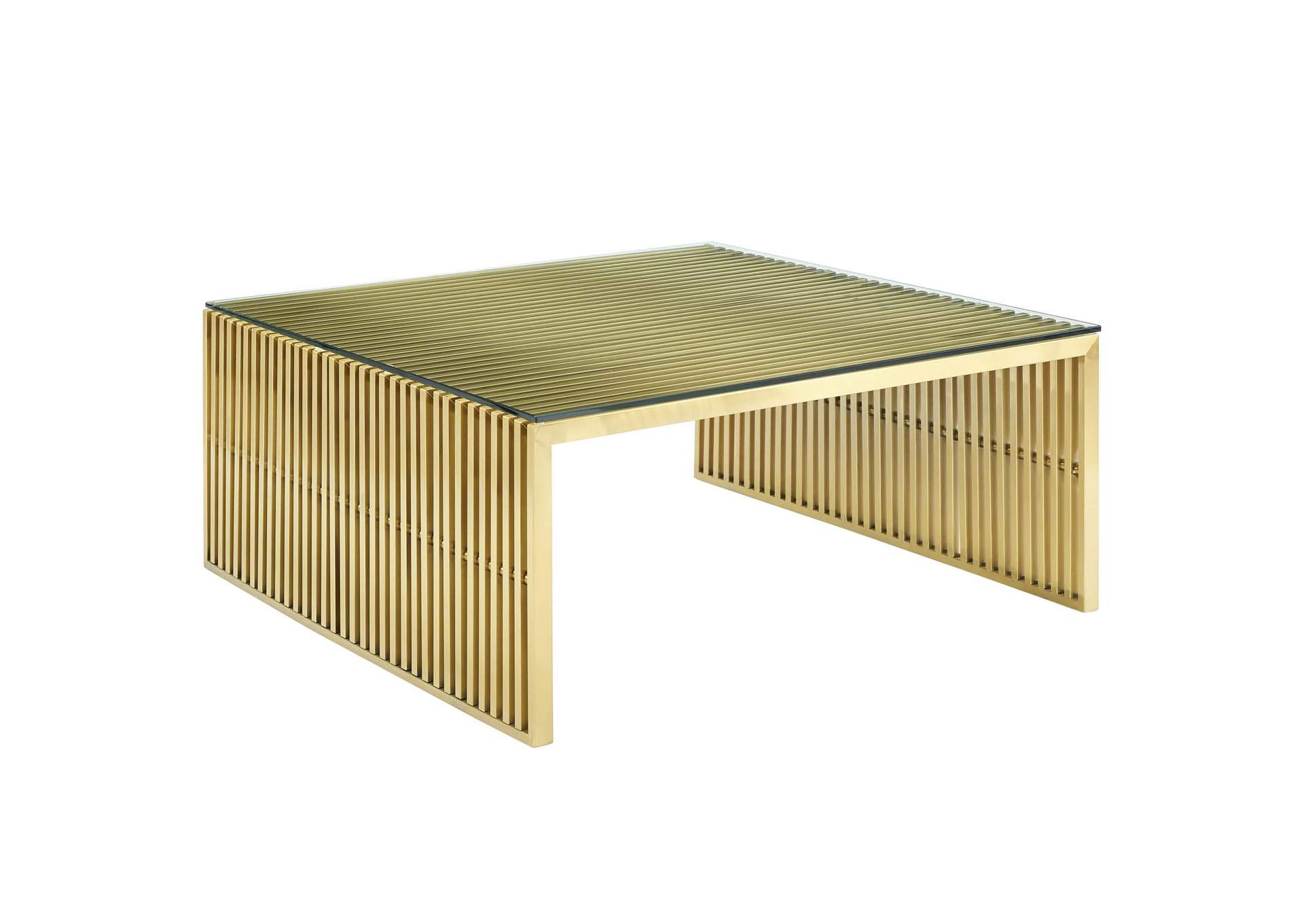 Gold Gridiron Stainless Steel Coffee Table,Modway
