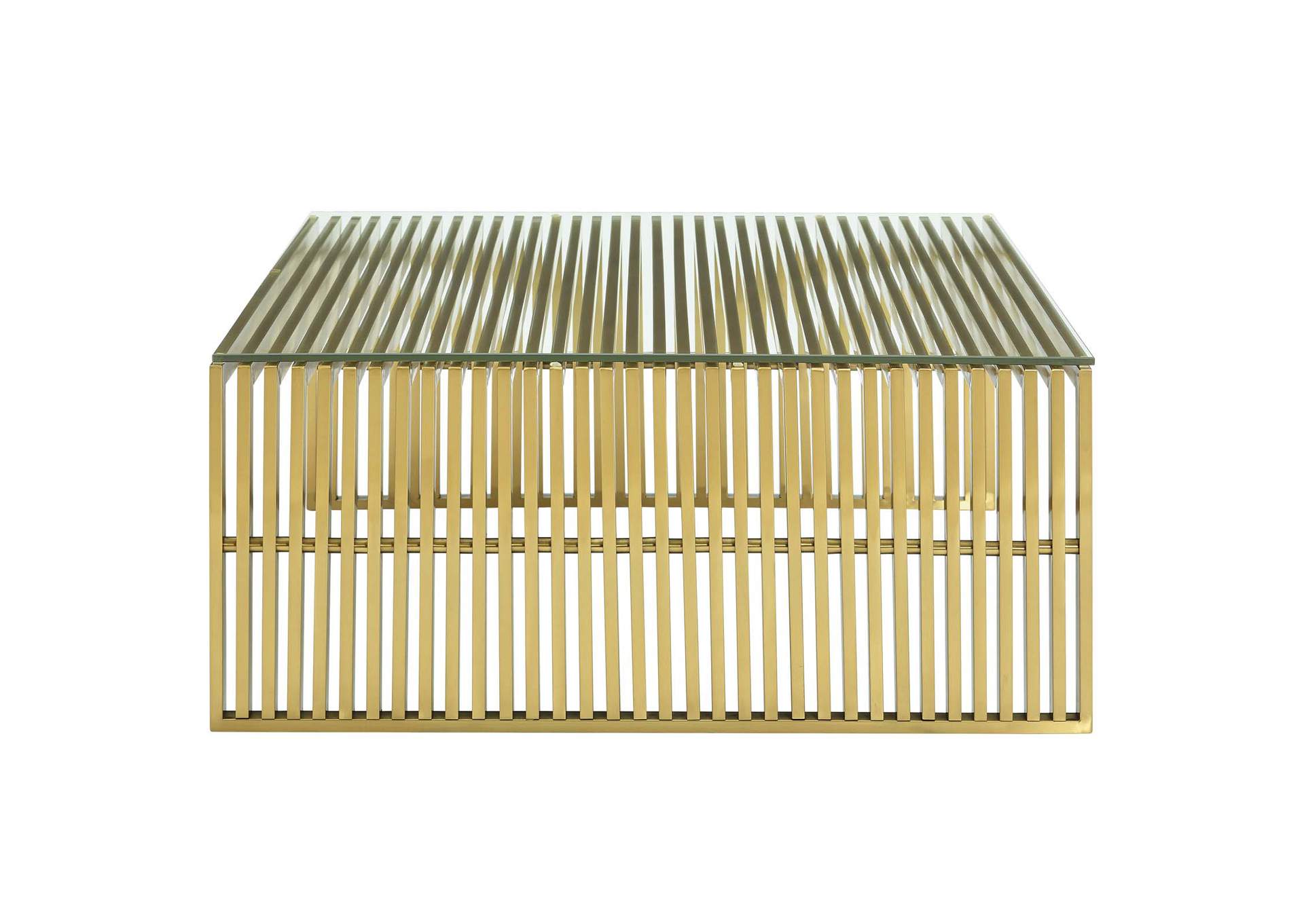 Gold Gridiron Stainless Steel Coffee Table,Modway