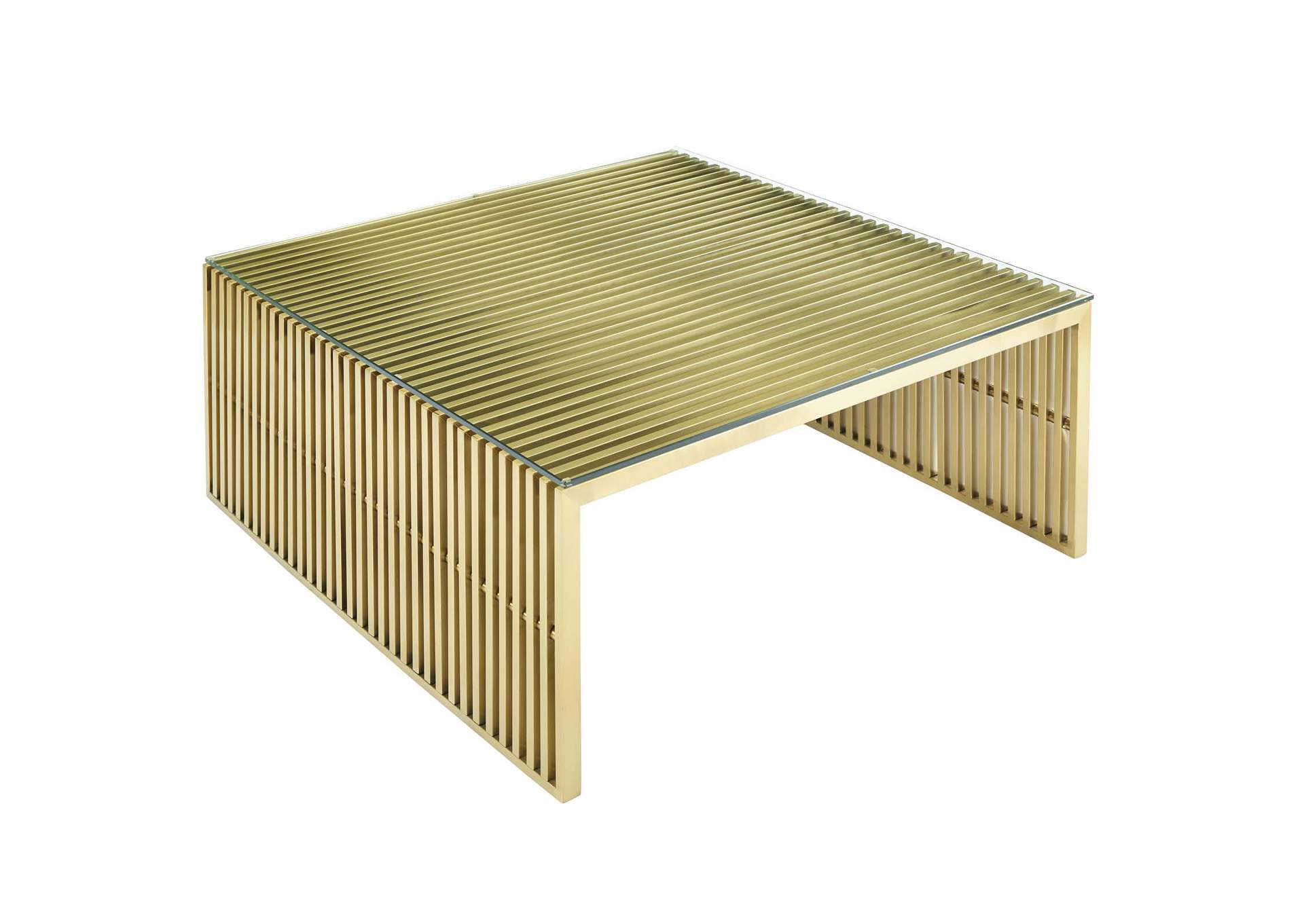 Gold Gridiron Stainless Steel Coffee Table,Modway