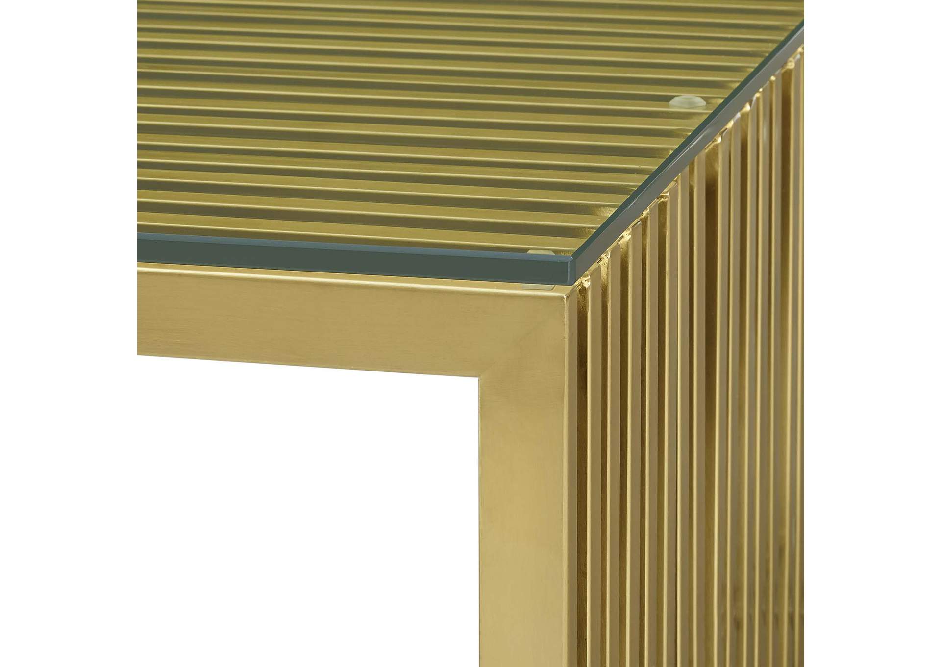 Gold Gridiron Stainless Steel Coffee Table,Modway