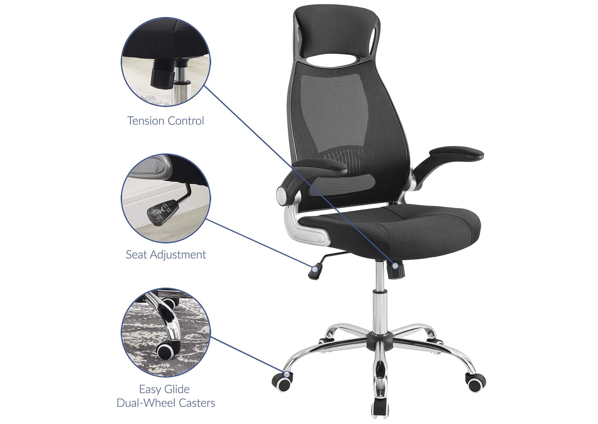 Black Expedite Highback Office Chair,Modway