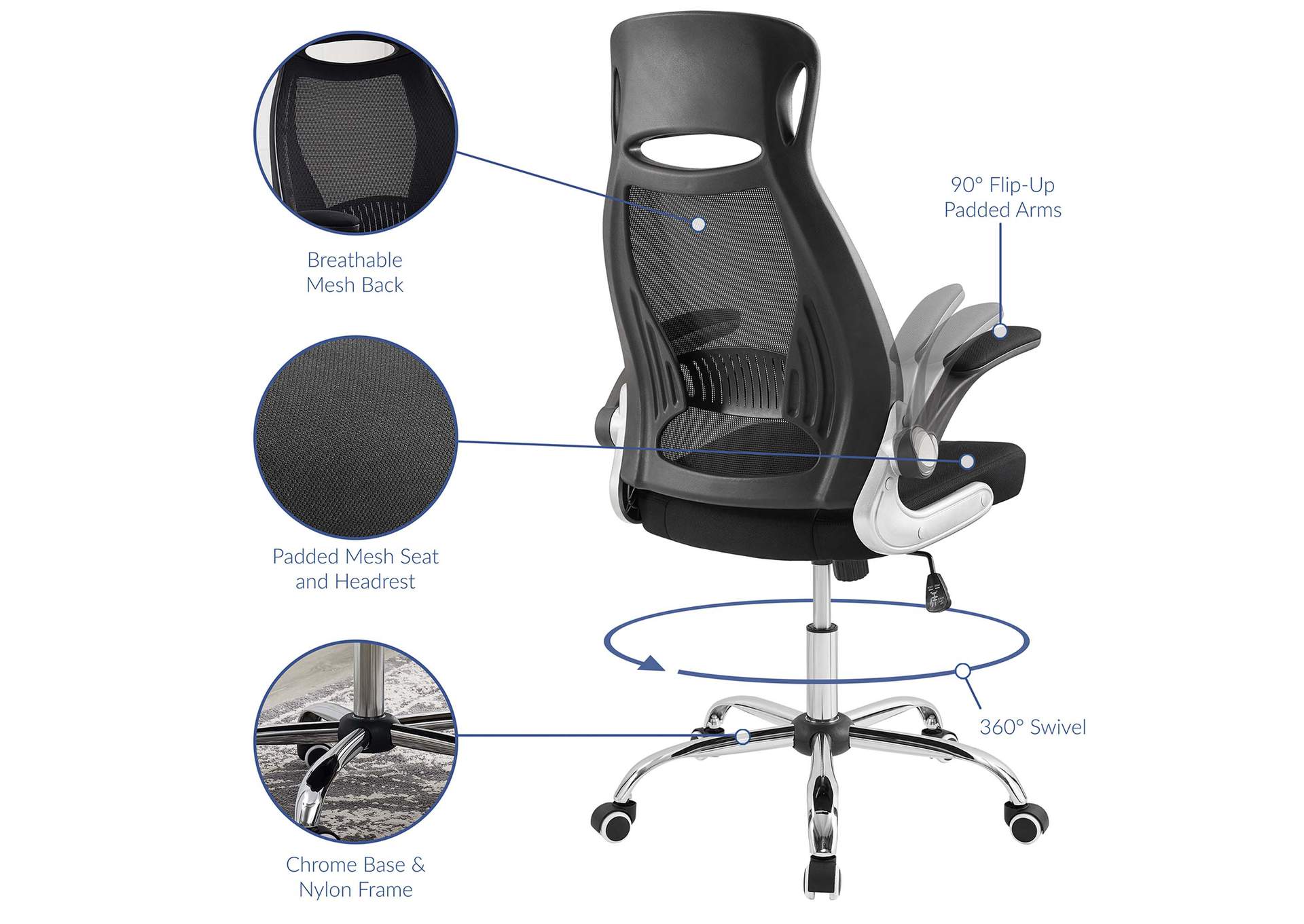 Black Expedite Highback Office Chair,Modway