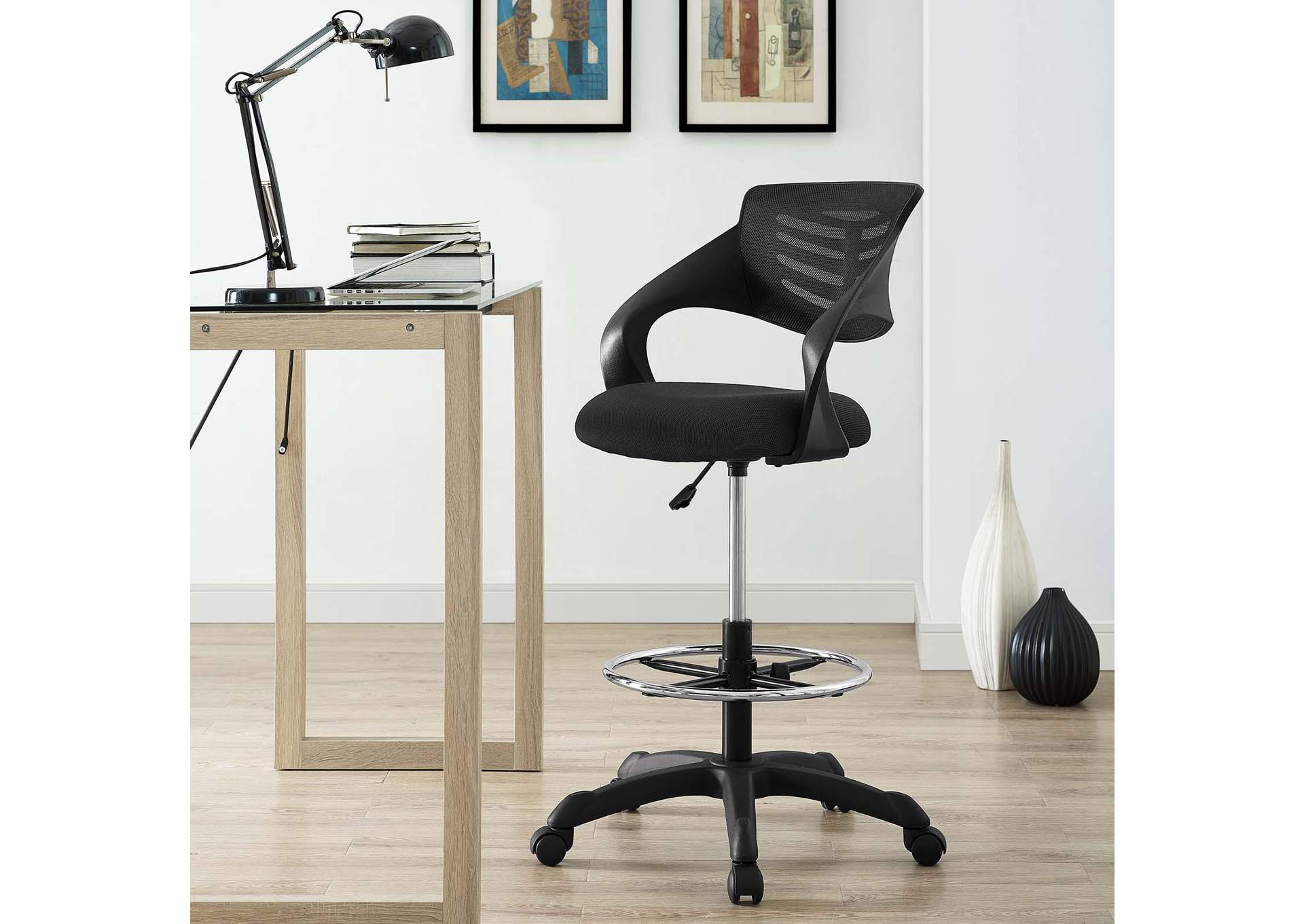 Black Thrive Mesh Drafting Chair,Modway