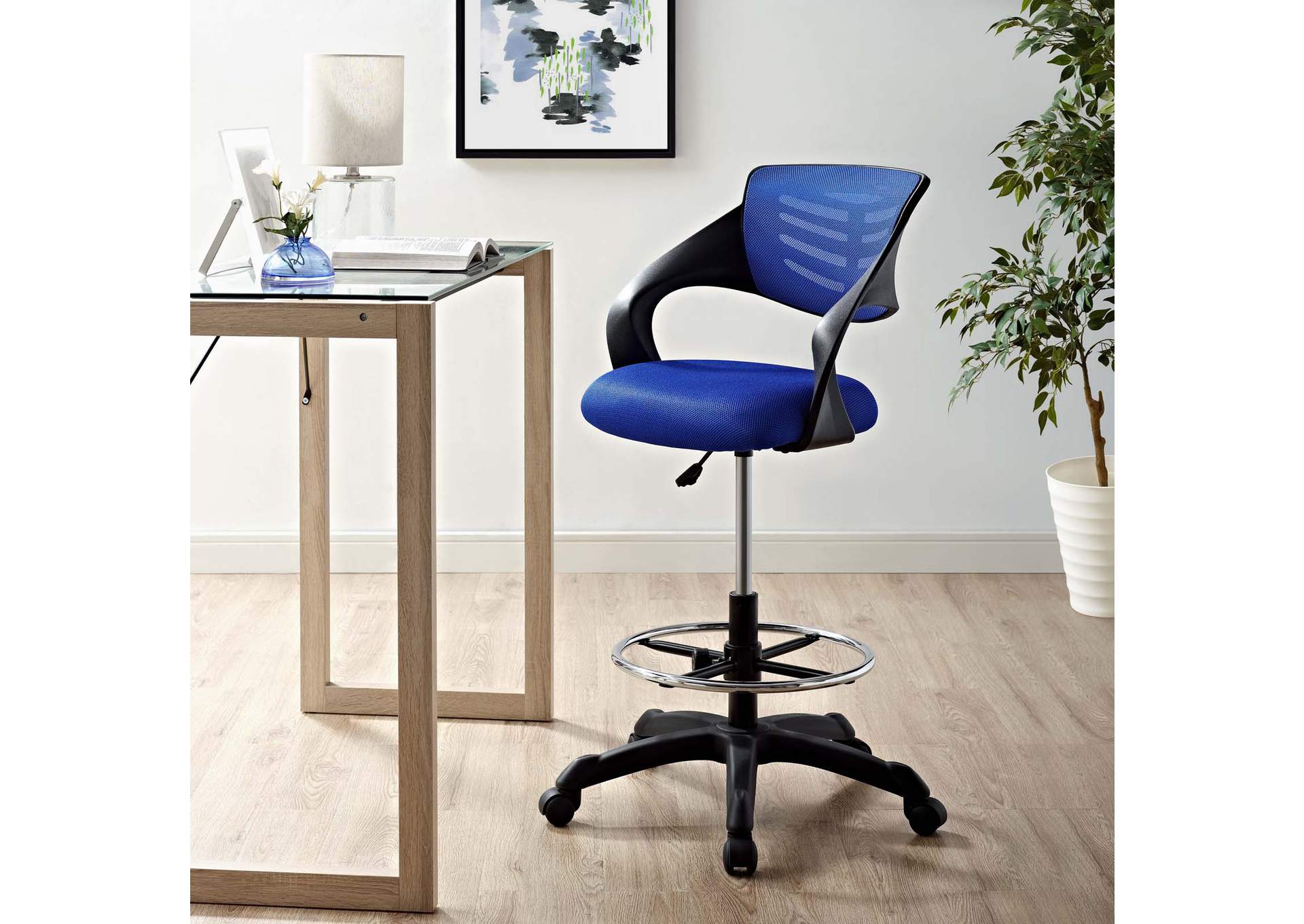 Blue Thrive Mesh Drafting Chair,Modway