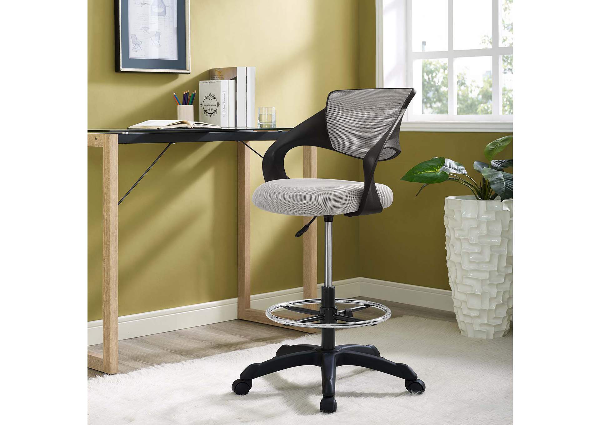 Gray Thrive Mesh Drafting Chair,Modway