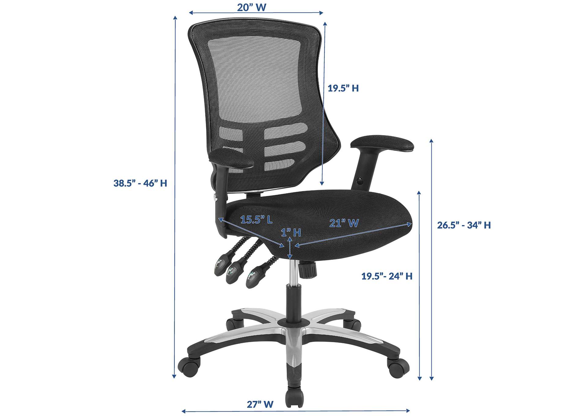 Black Calibrate Mesh Office Chair,Modway