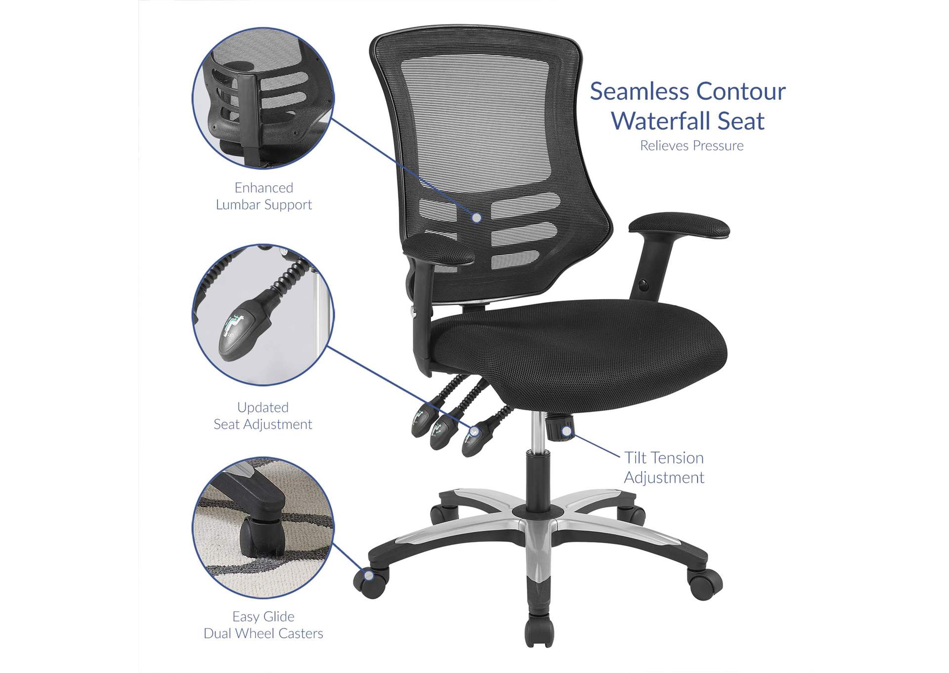 Black Calibrate Mesh Office Chair,Modway