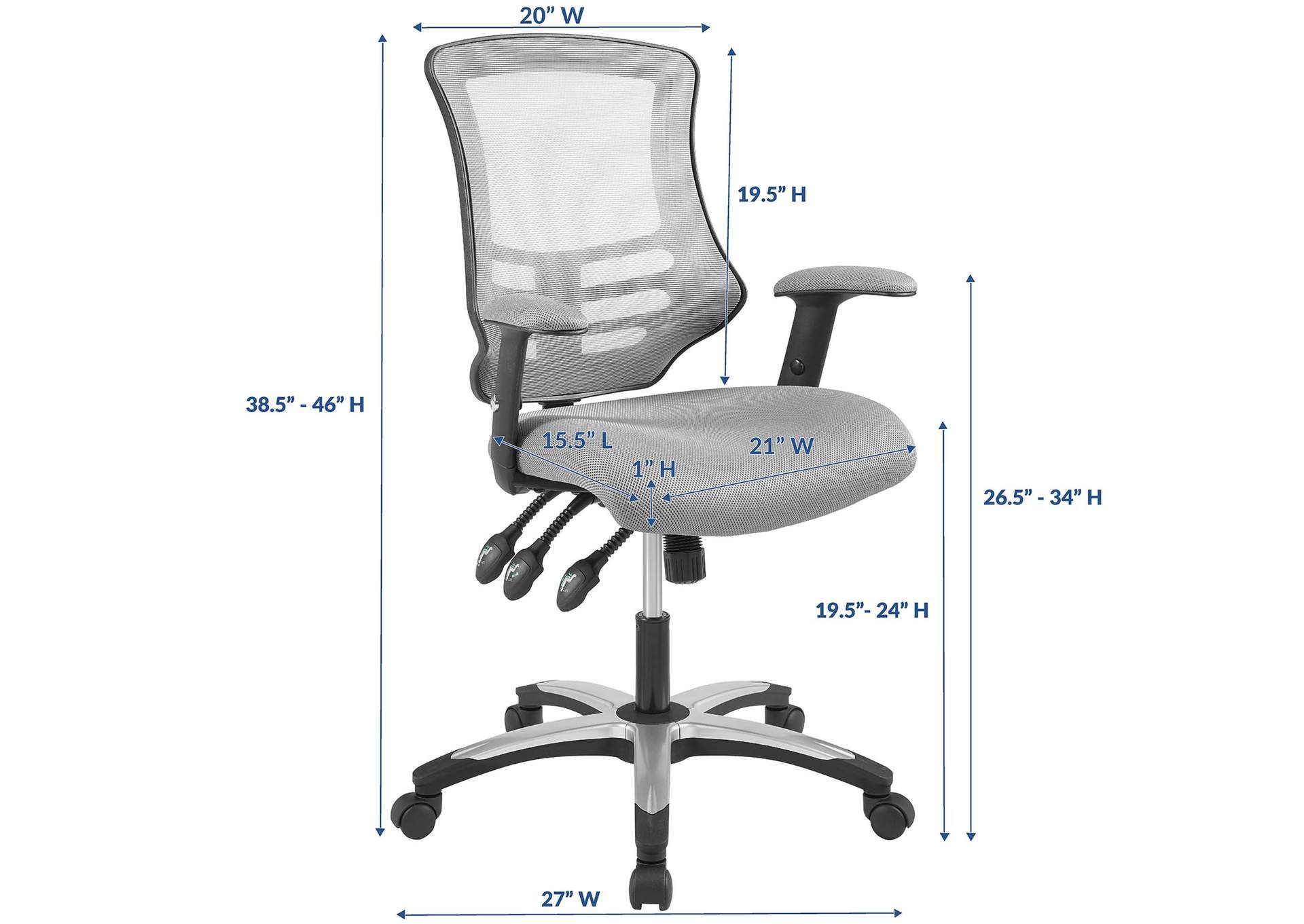 Gray Calibrate Mesh Office Chair,Modway