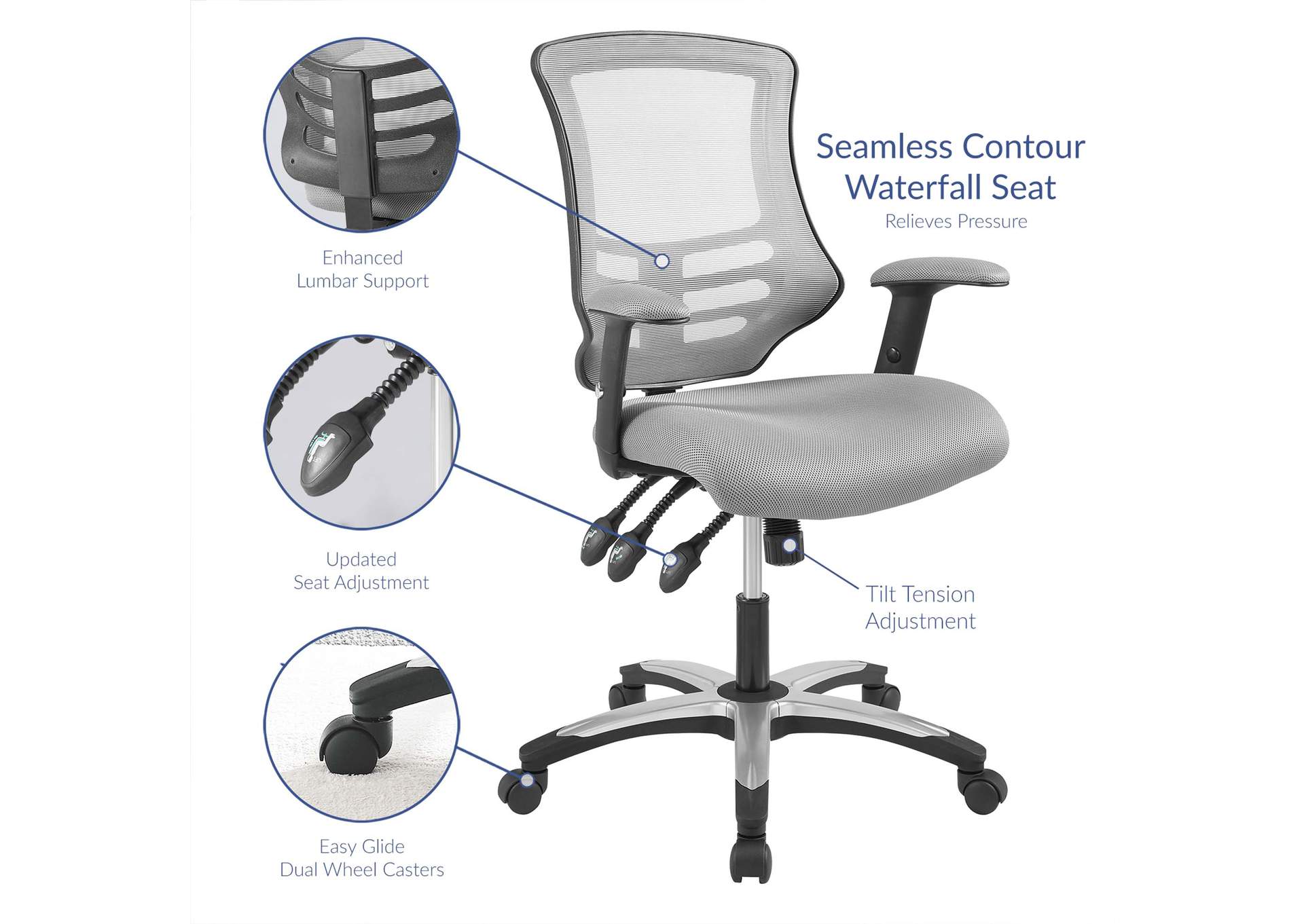 Gray Calibrate Mesh Office Chair,Modway