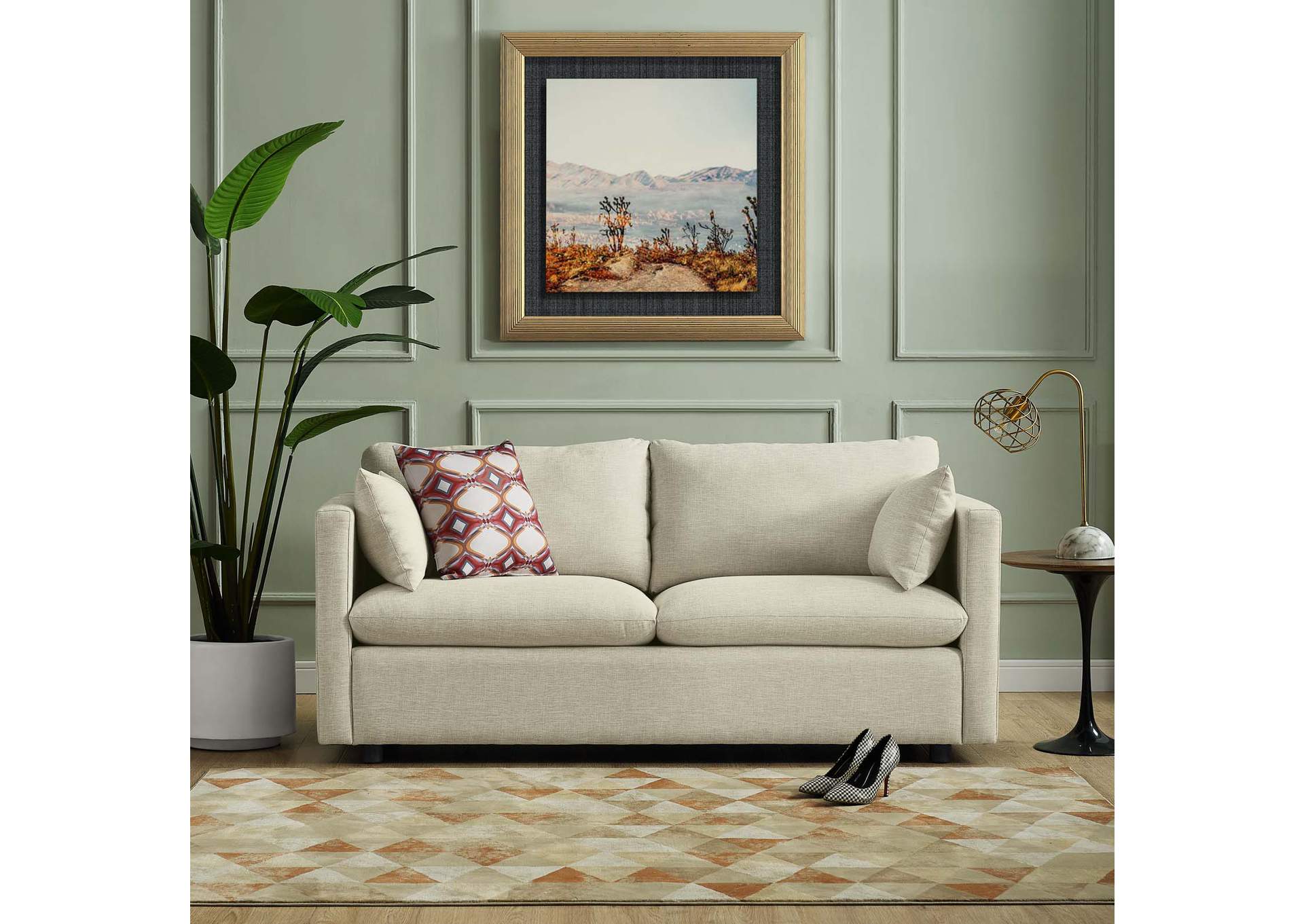 Beige Activate Upholstered Fabric Sofa,Modway