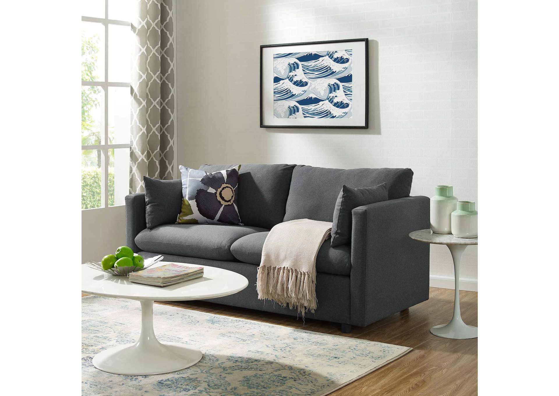 Gray Activate Upholstered Fabric Sofa,Modway