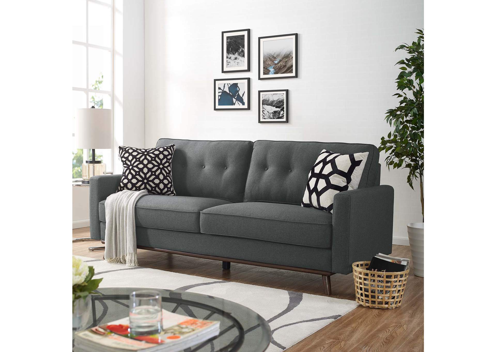 Gray Prompt Upholstered Fabric Sofa,Modway