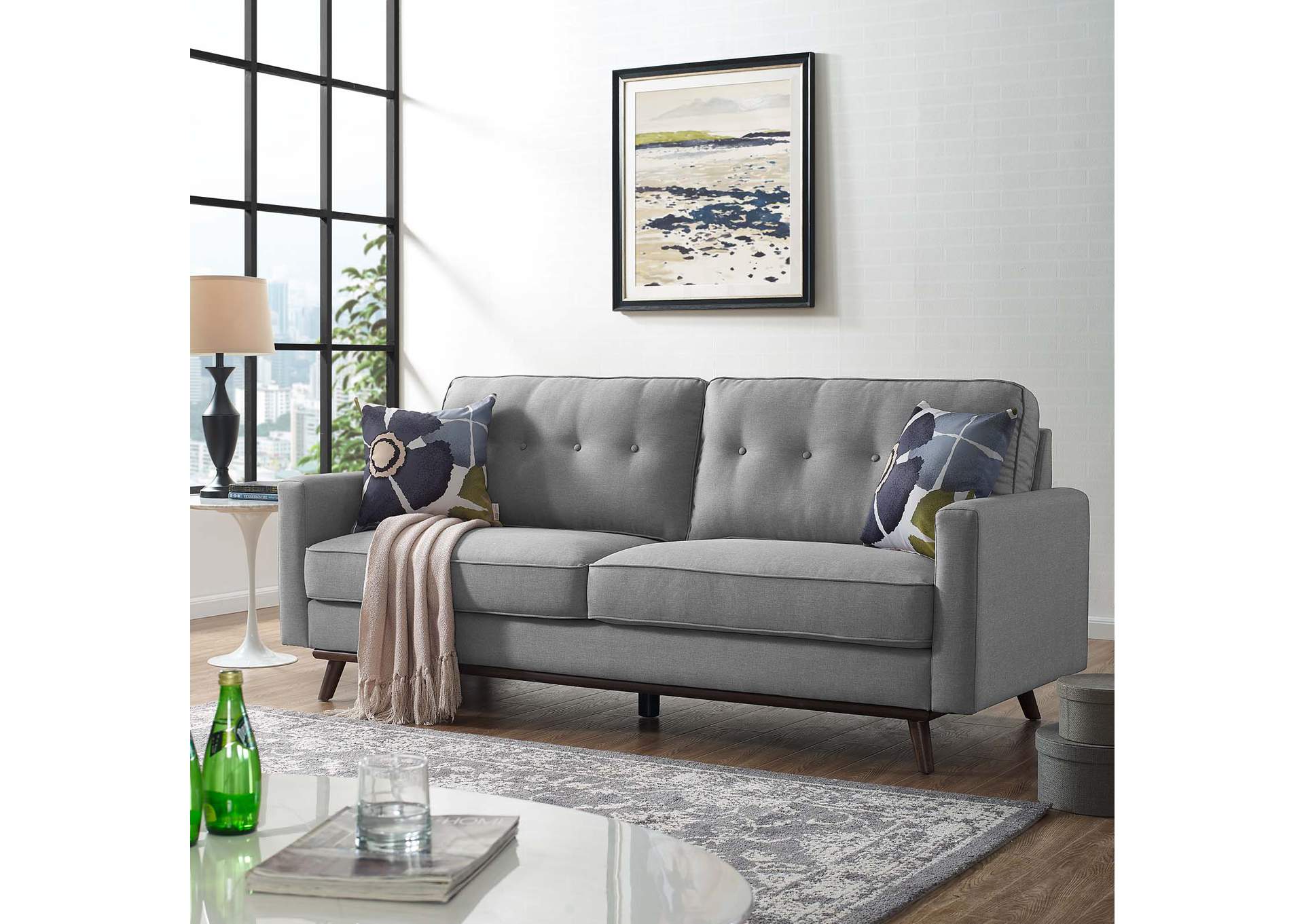 Light Gray Prompt Upholstered Fabric Sofa,Modway