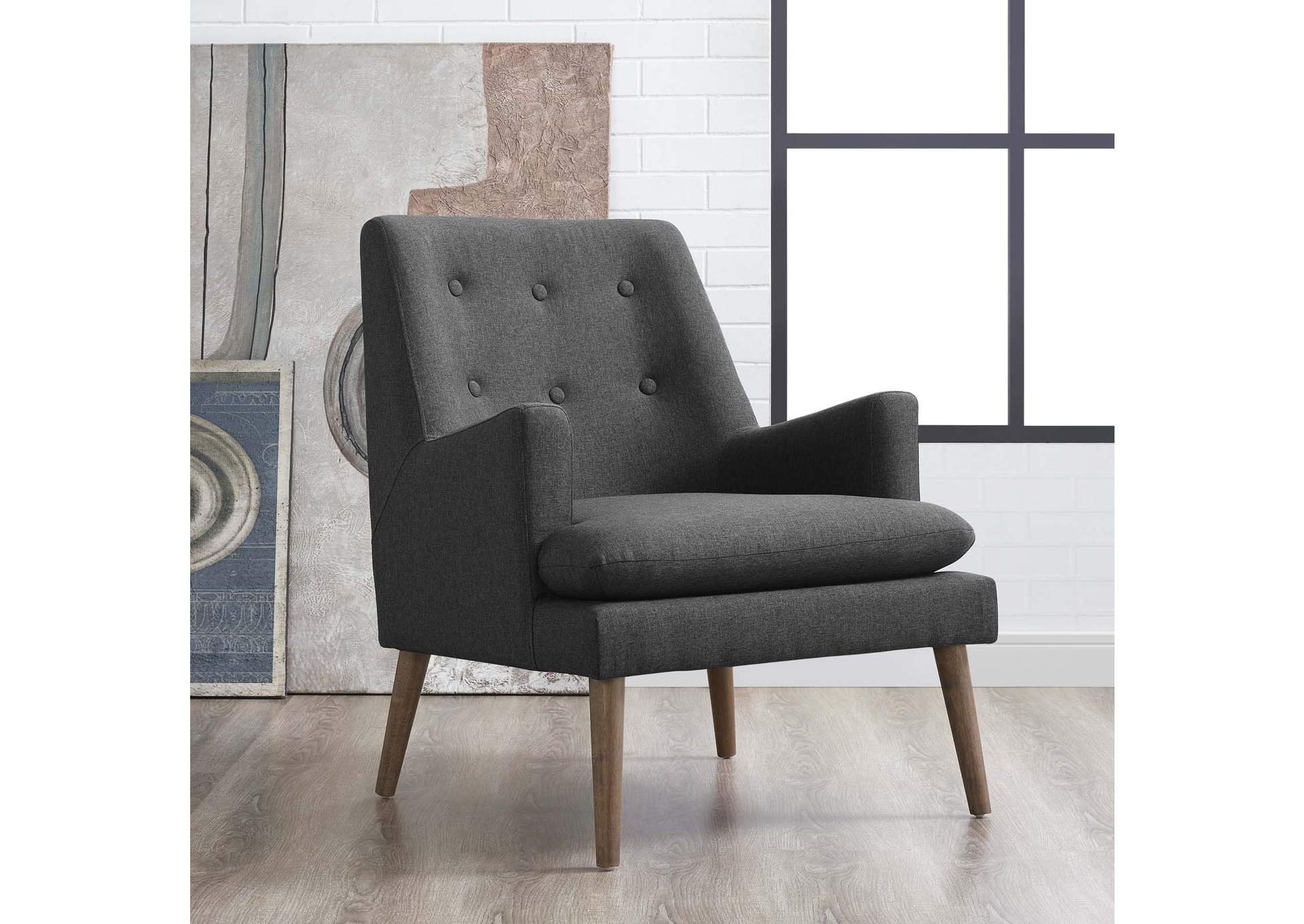 Gray Leisure Upholstered Lounge Chair,Modway