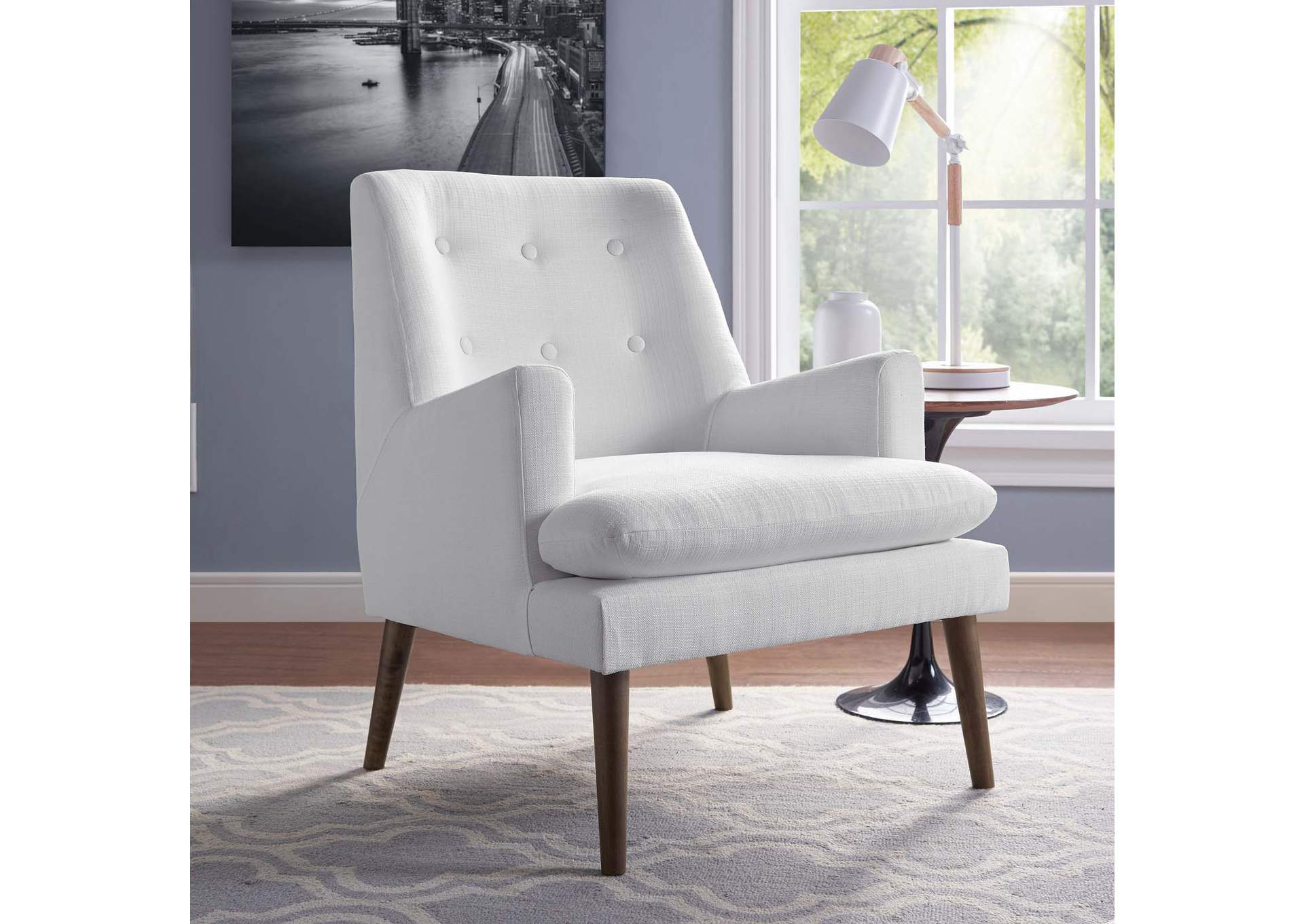 White Leisure Upholstered Lounge Chair,Modway