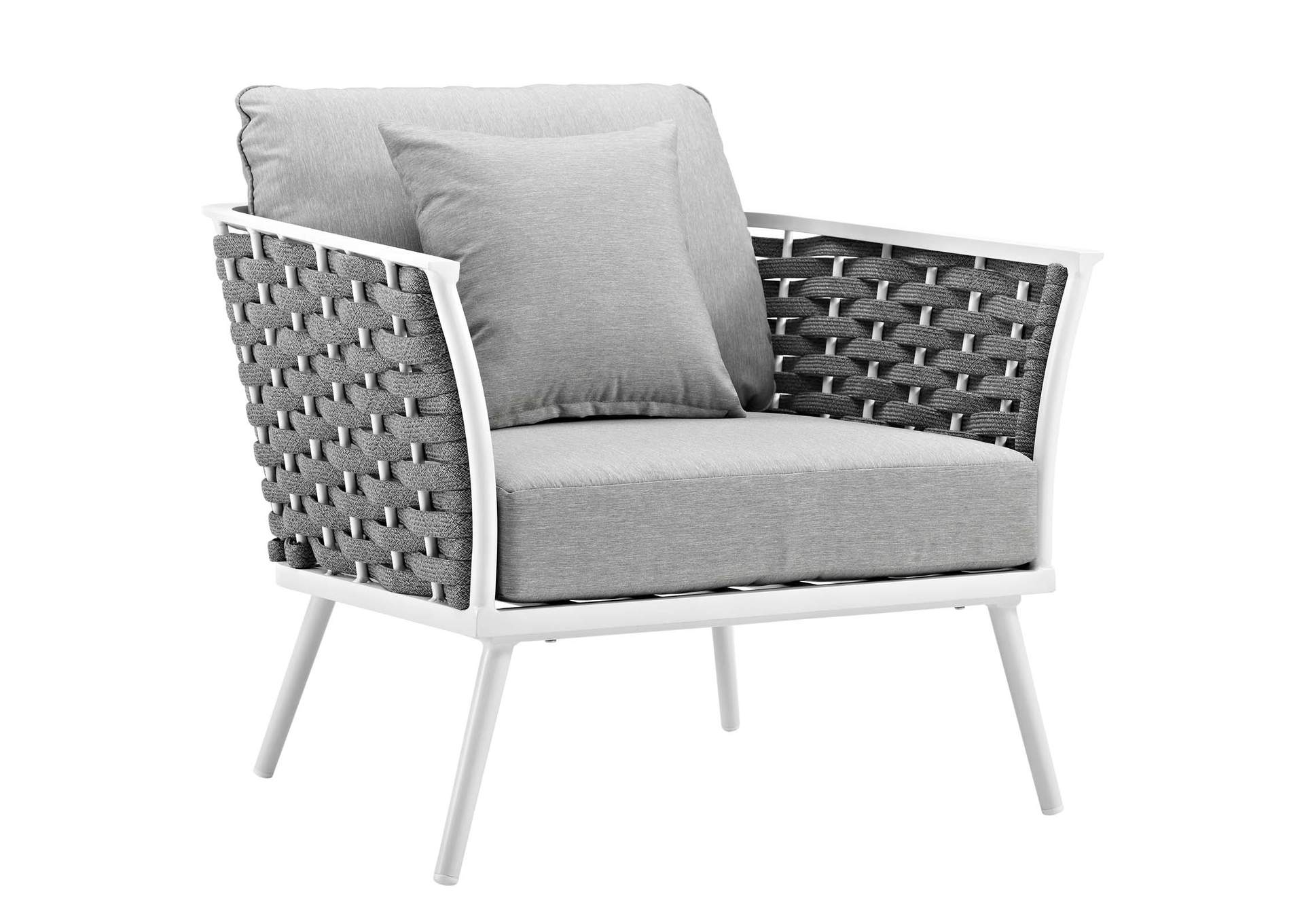 White Gray Stance Outdoor Patio Aluminum Armchair,Modway