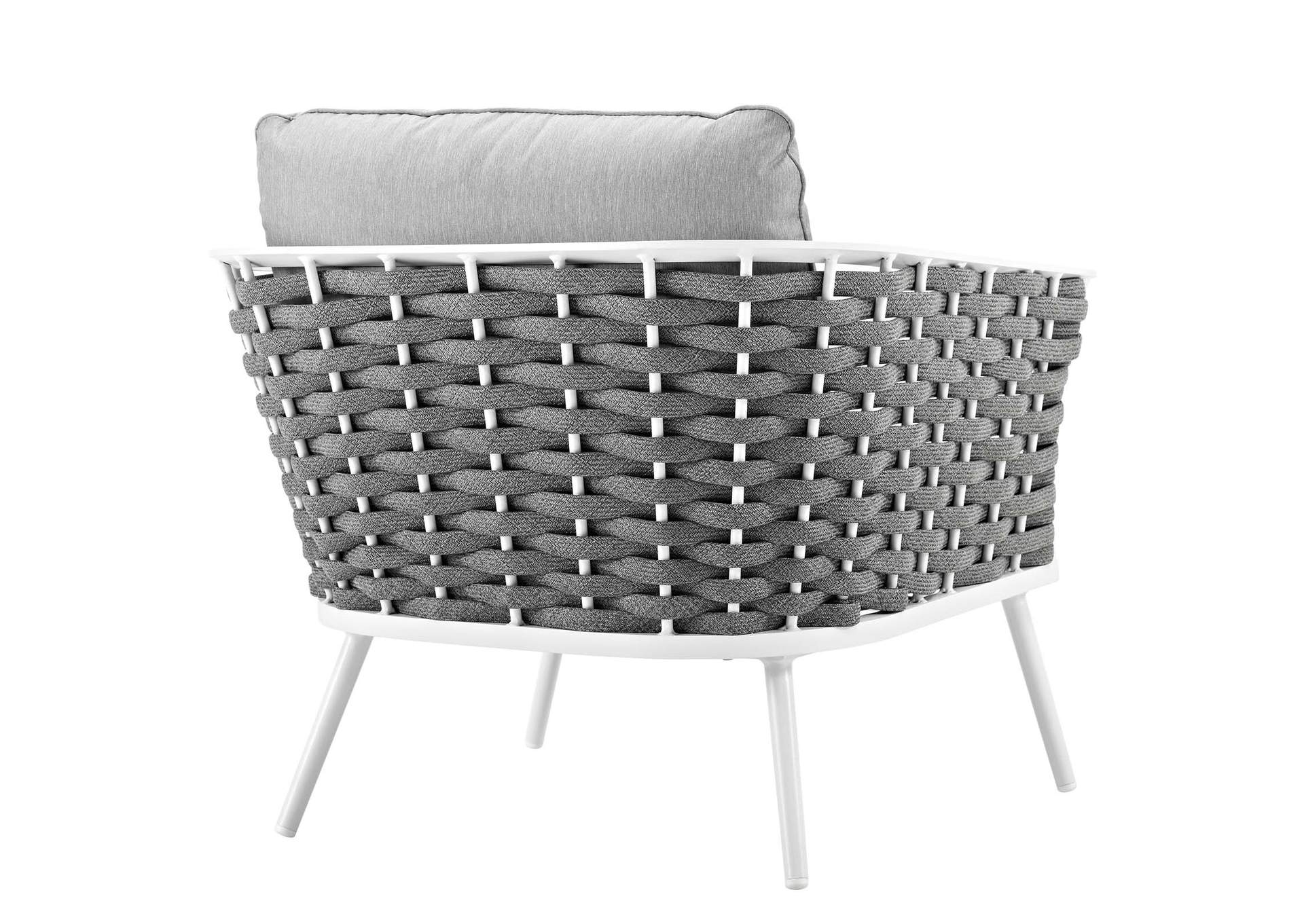 White Gray Stance Outdoor Patio Aluminum Armchair,Modway