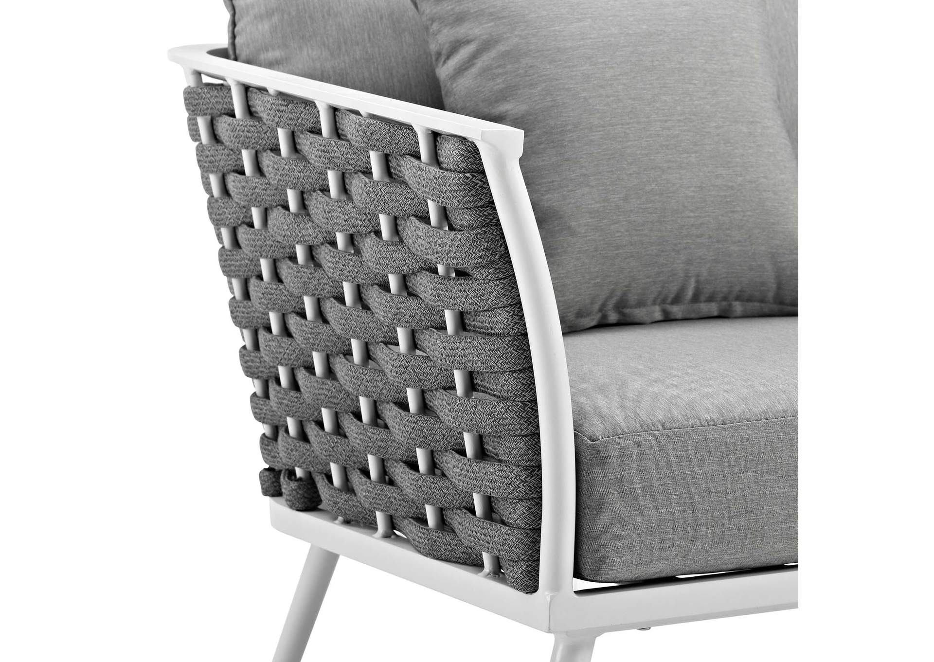 White Gray Stance Outdoor Patio Aluminum Armchair,Modway