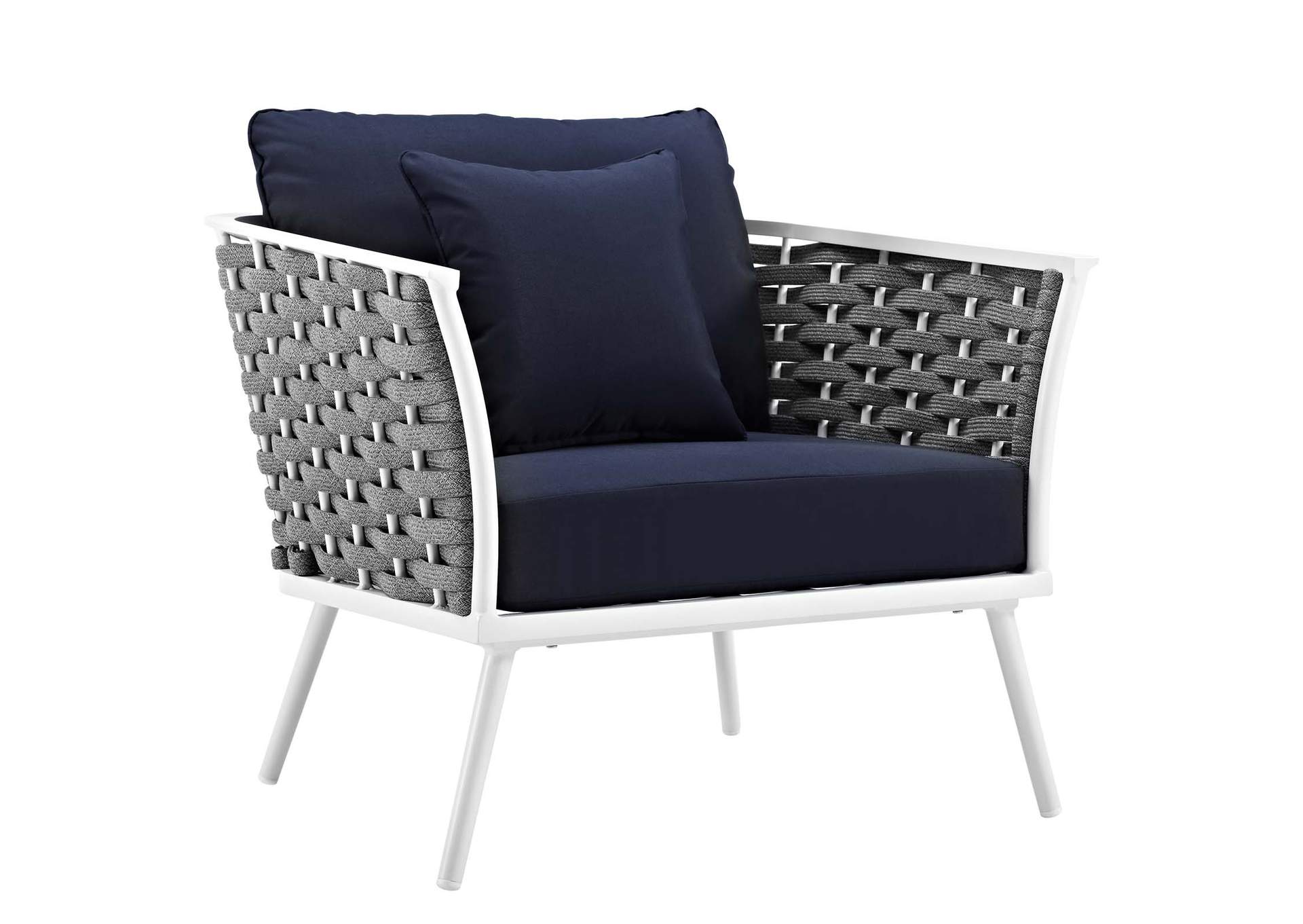 White Navy Stance Outdoor Patio Aluminum Armchair,Modway