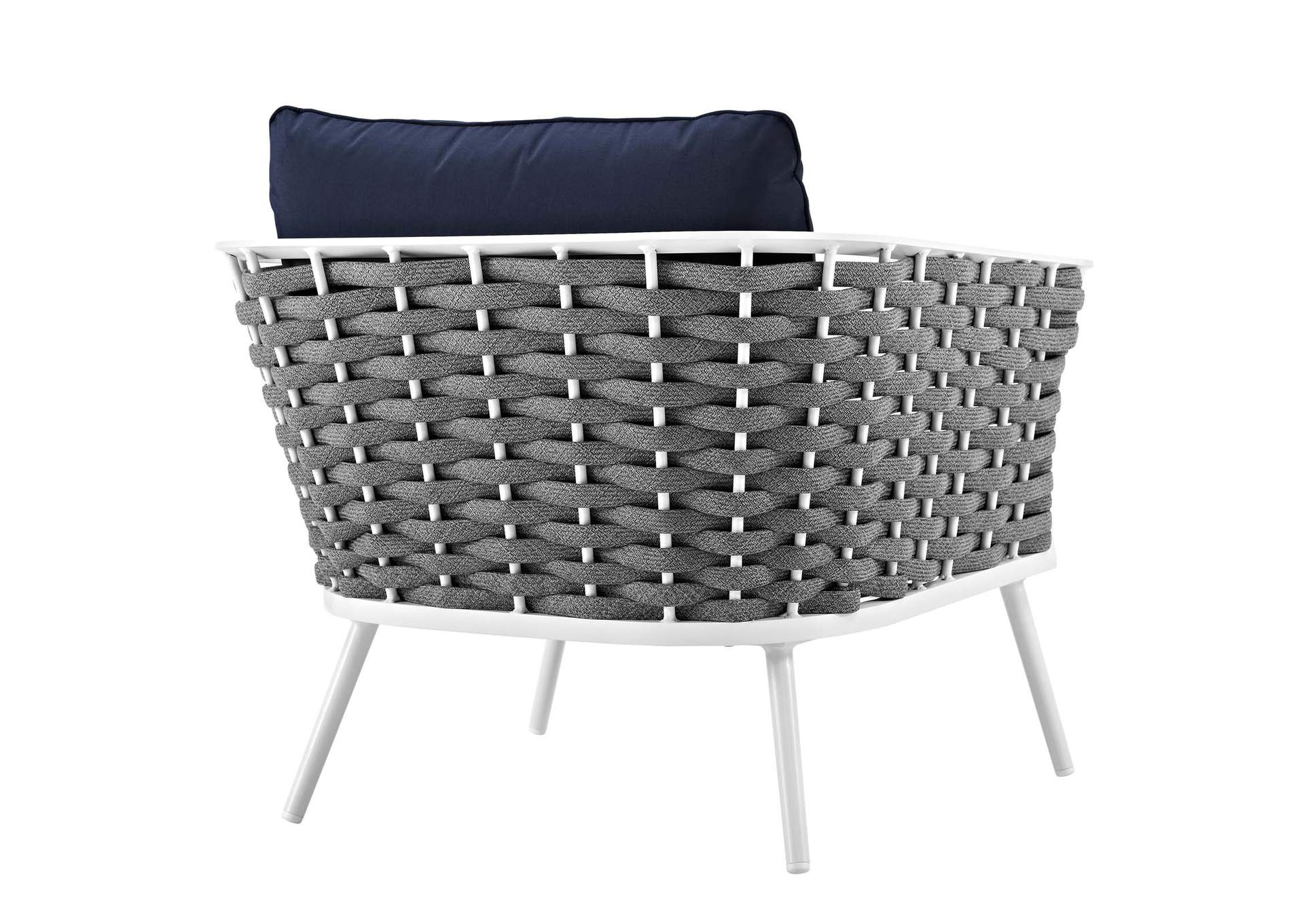 White Navy Stance Outdoor Patio Aluminum Armchair,Modway