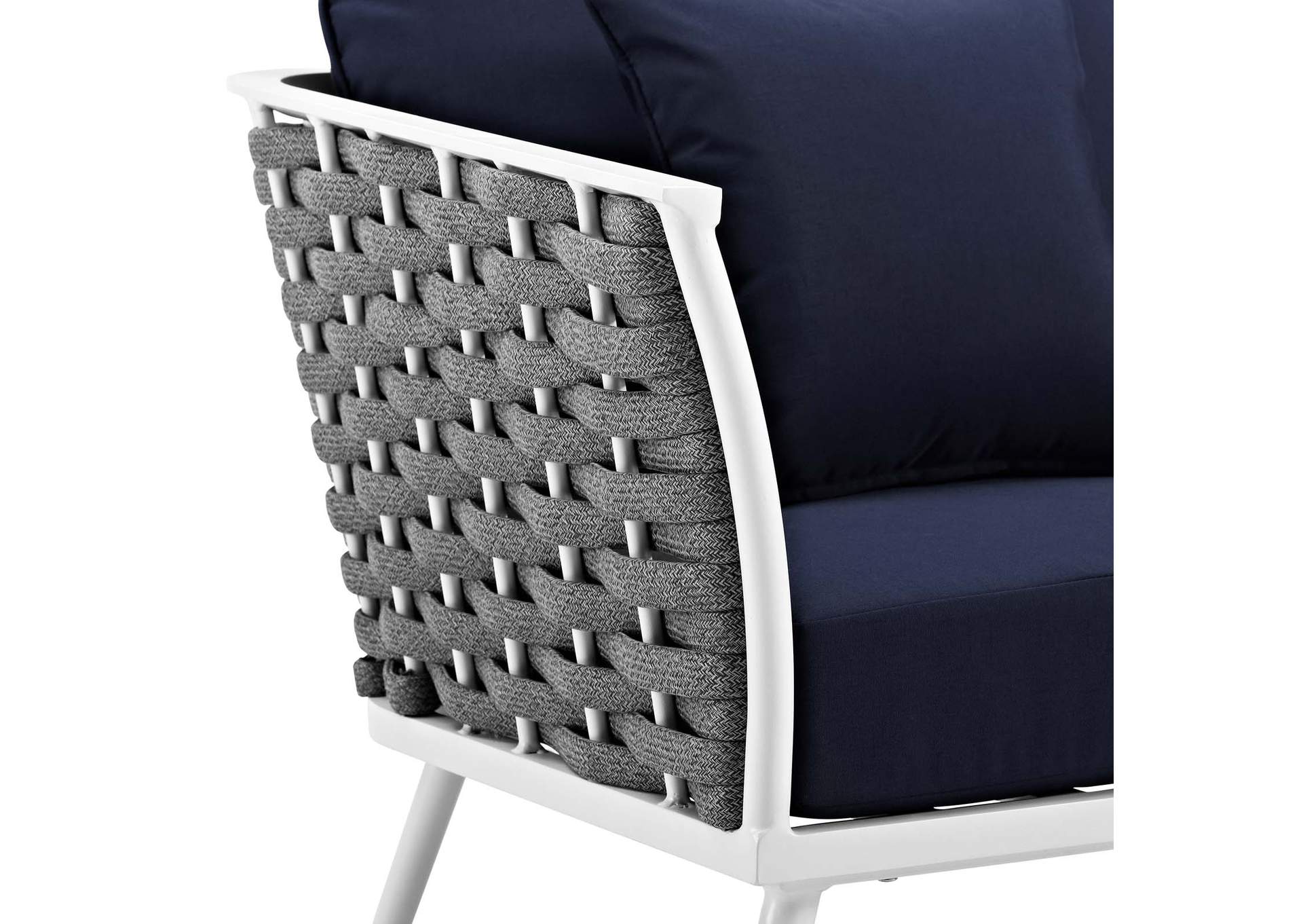 White Navy Stance Outdoor Patio Aluminum Armchair,Modway