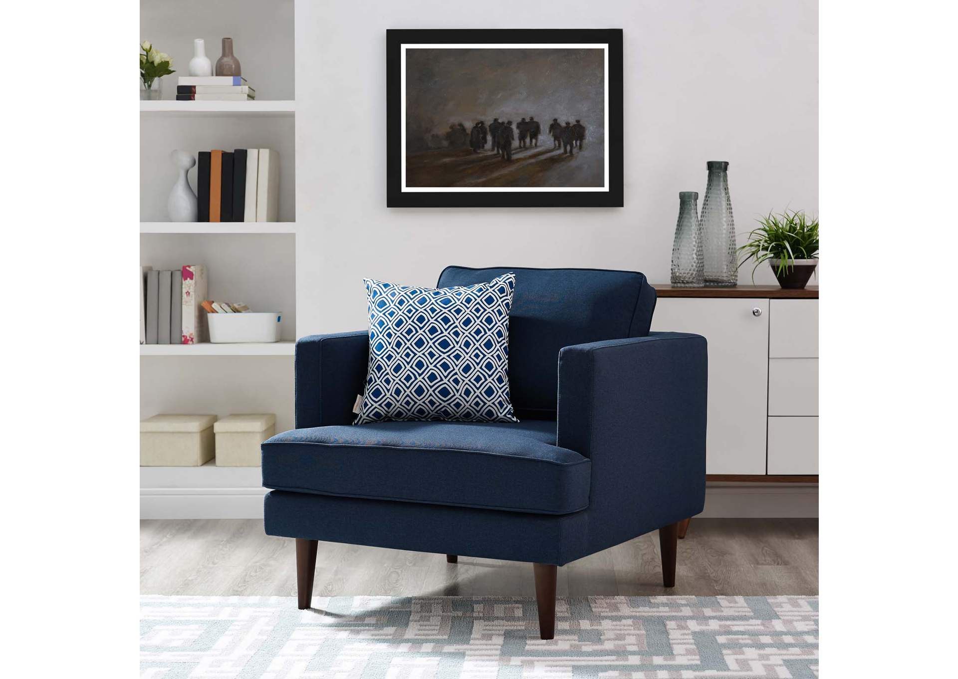 Blue Agile Upholstered Fabric Arm Chair,Modway