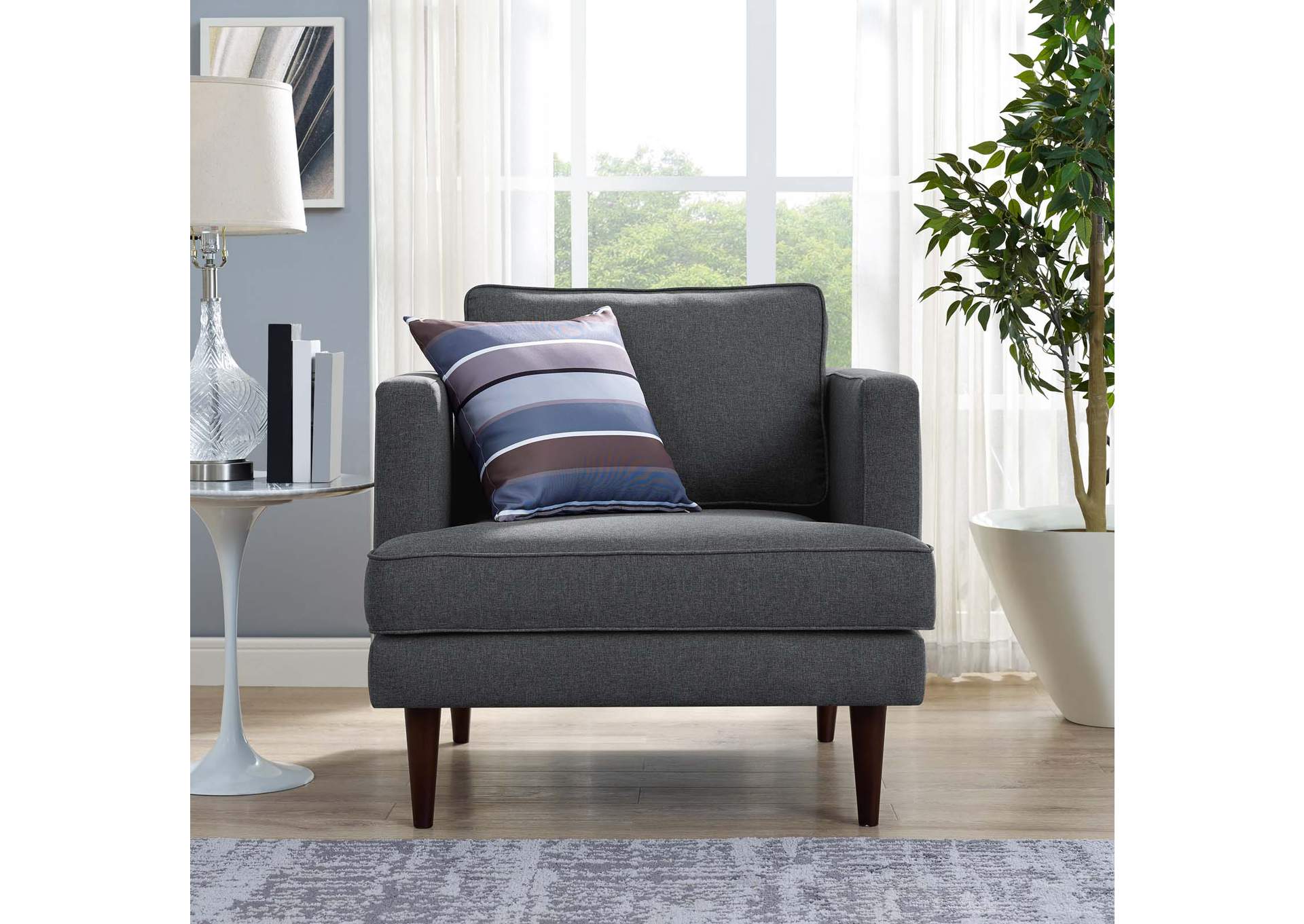 Gray Agile Upholstered Fabric Arm Chair,Modway