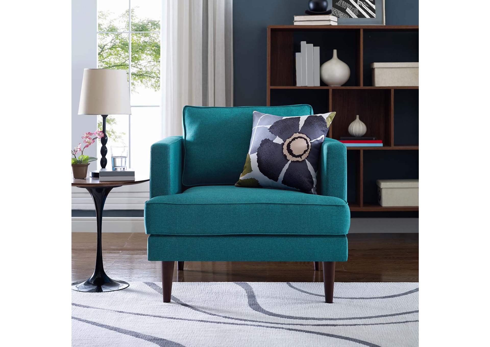 Teal Agile Upholstered Fabric Arm Chair,Modway