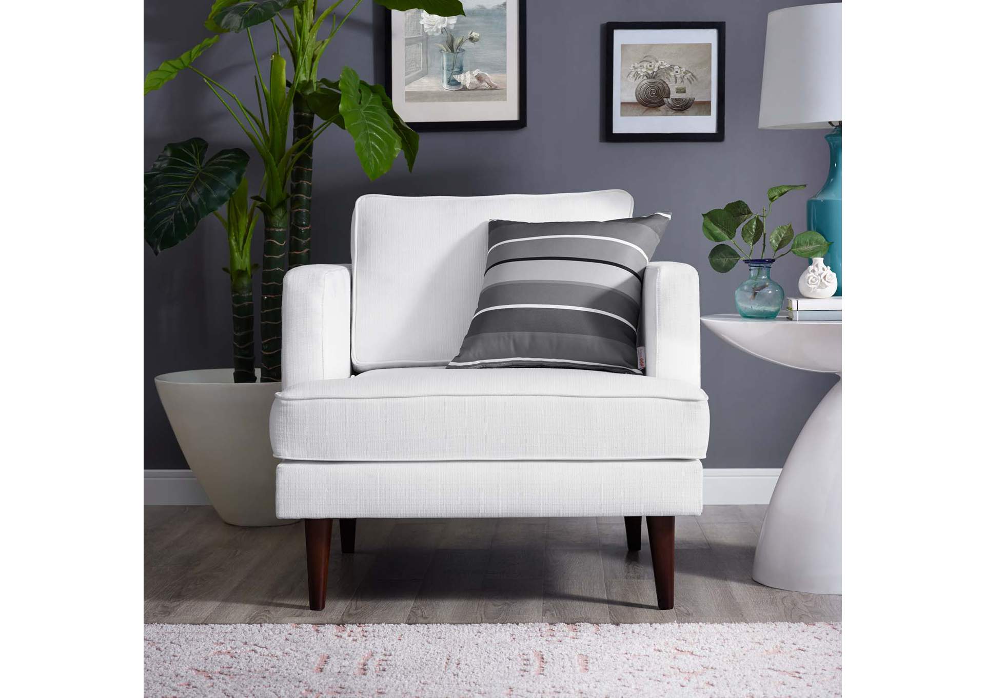 White Agile Upholstered Fabric Arm Chair,Modway