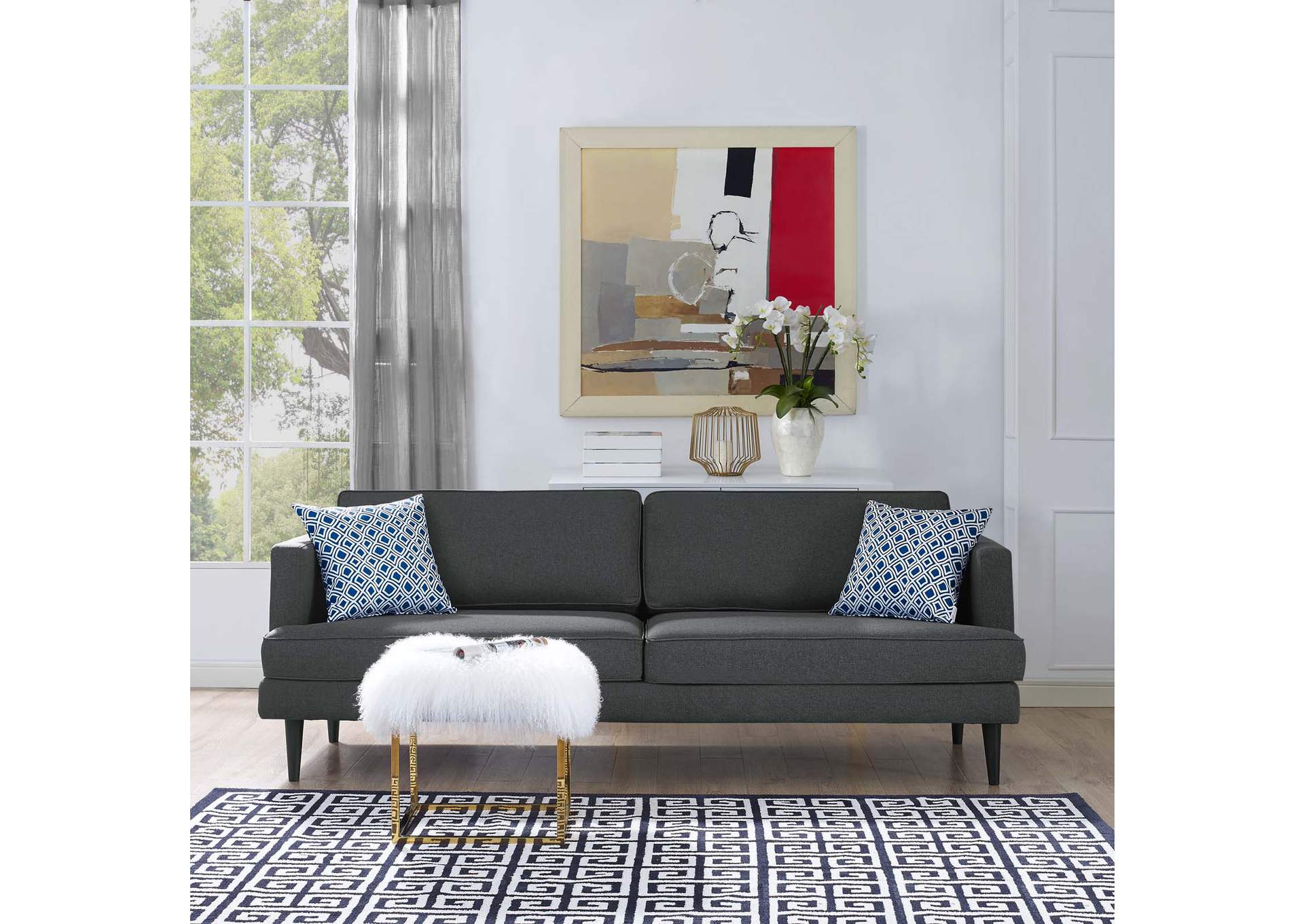 Gray Agile Upholstered Fabric Sofa,Modway