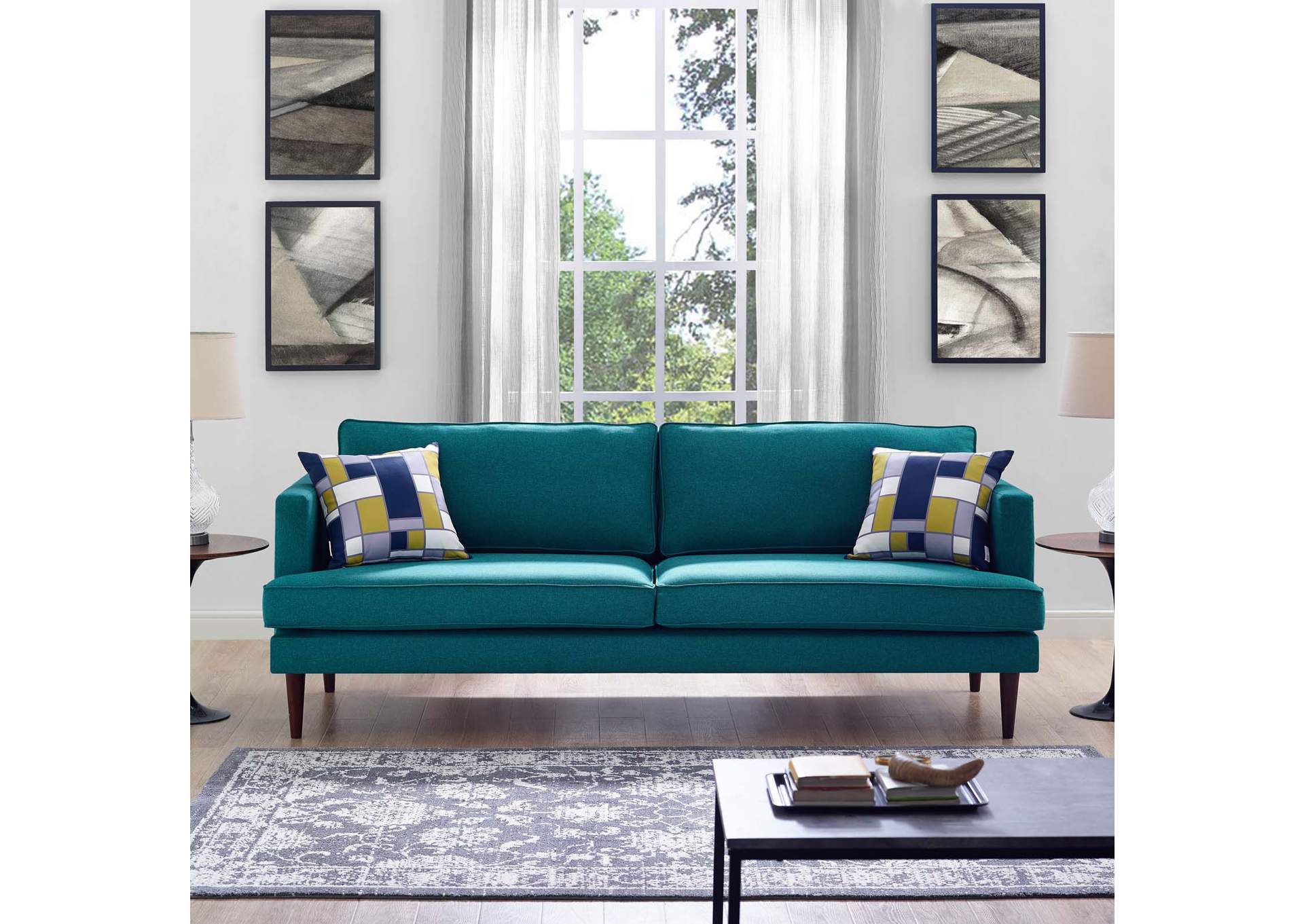 Teal Agile Upholstered Fabric Sofa,Modway