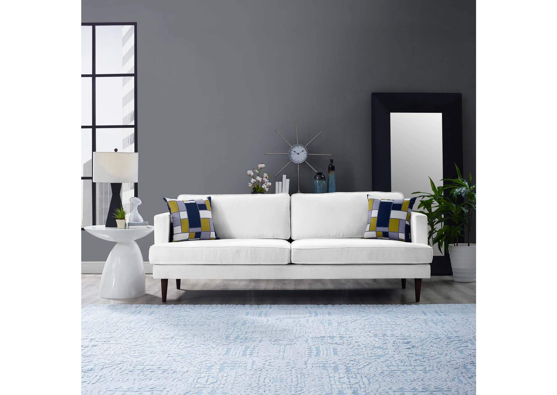White Agile Upholstered Fabric Sofa,Modway