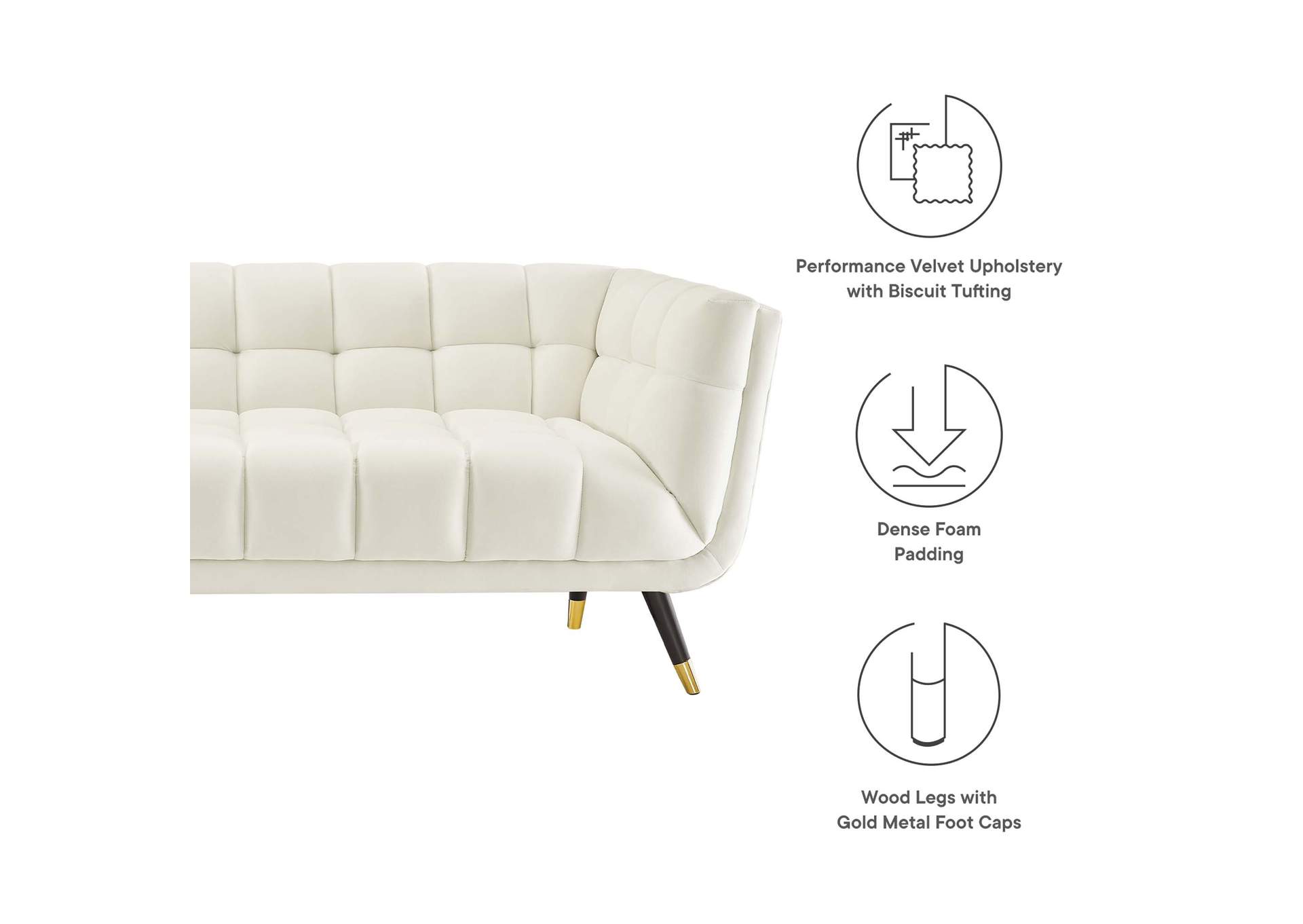 Ivory Adept Performance Velvet Sofa,Modway