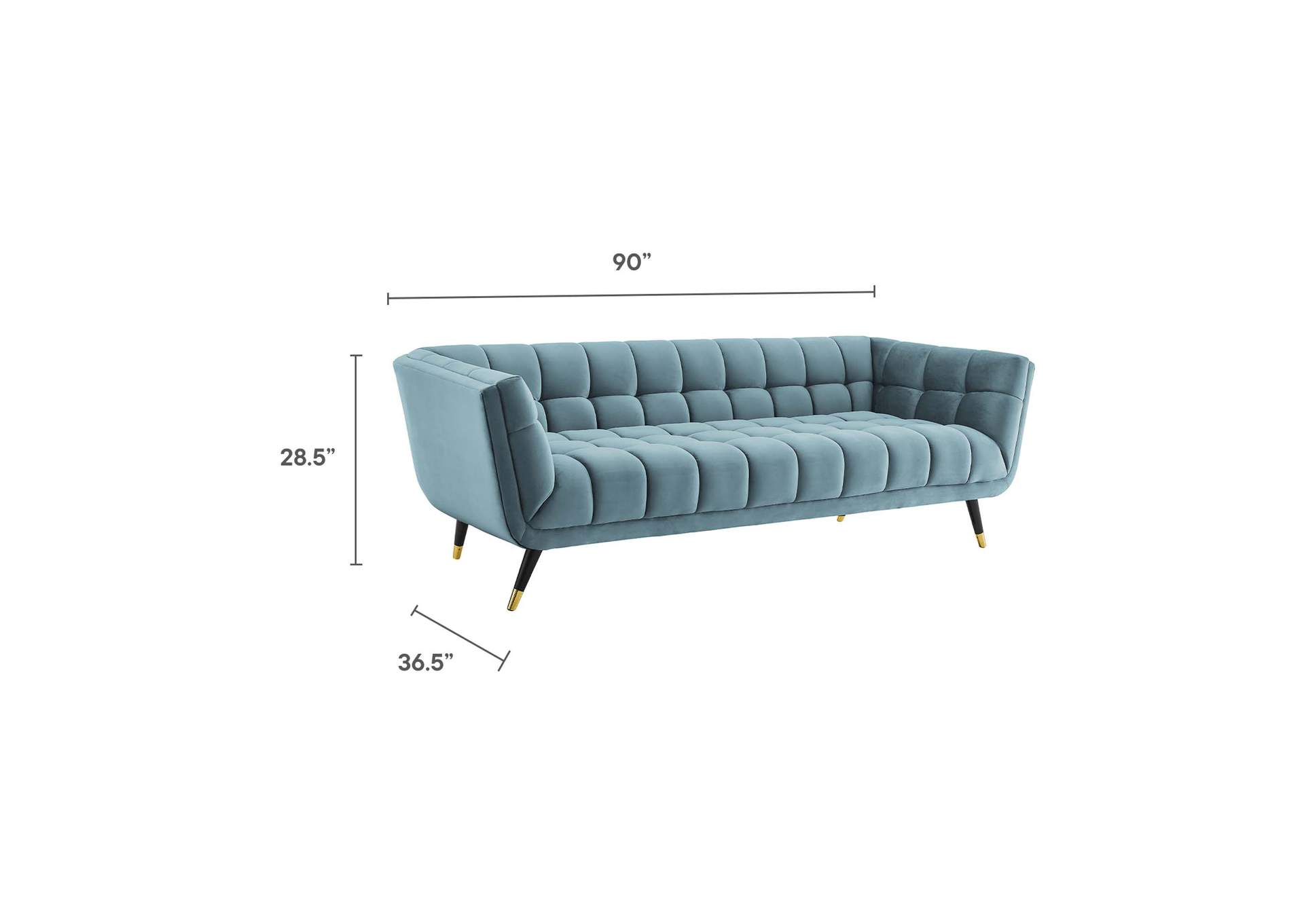 Sea Blue Adept Performance Velvet Sofa,Modway