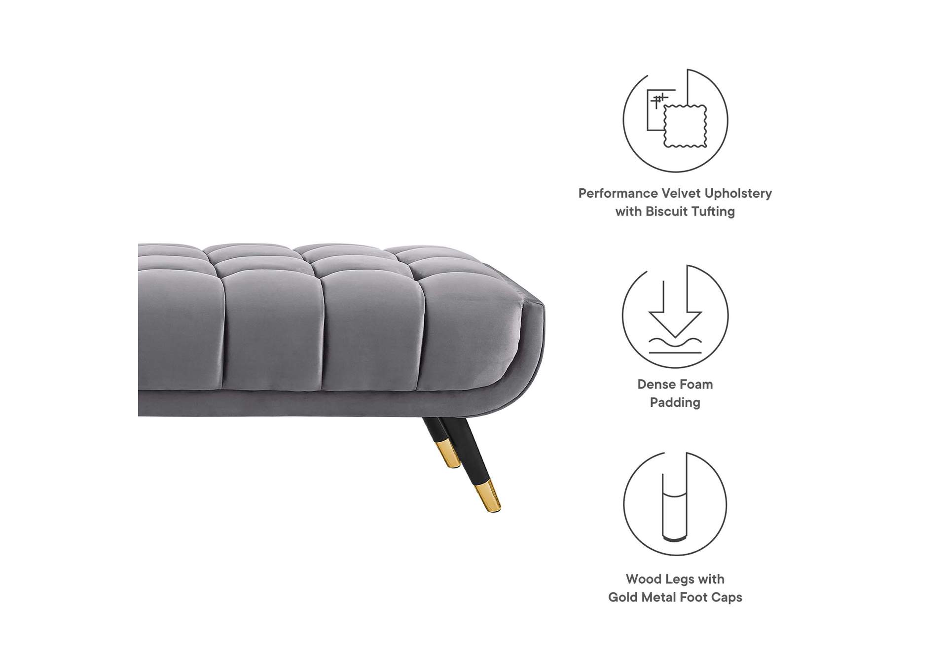 Gray Adept Performance Velvet Bench,Modway