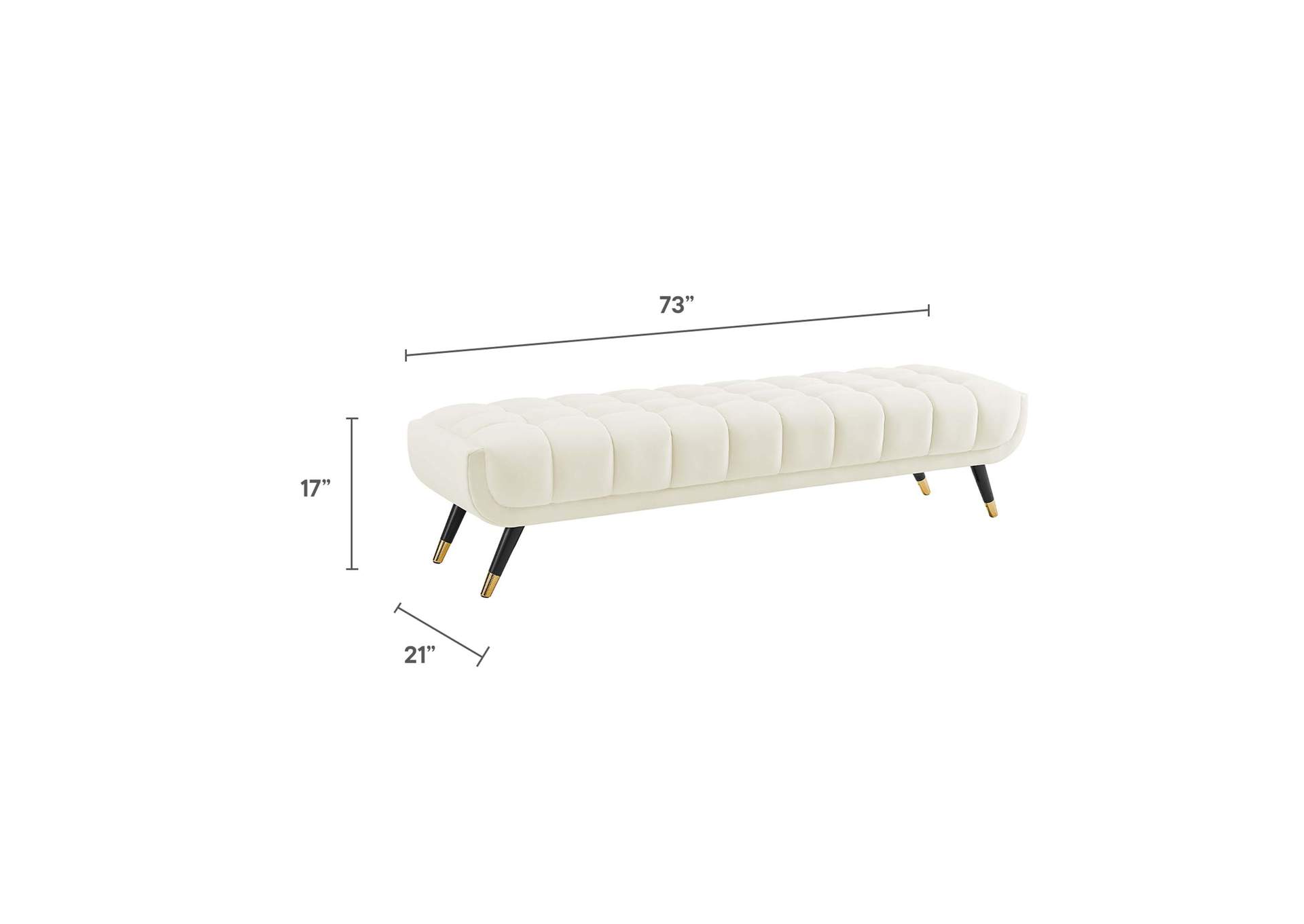 Ivory Adept Performance Velvet Bench,Modway