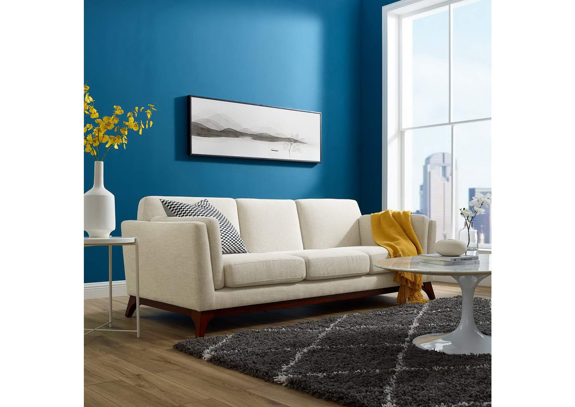 Beige Chance Upholstered Fabric Sofa,Modway