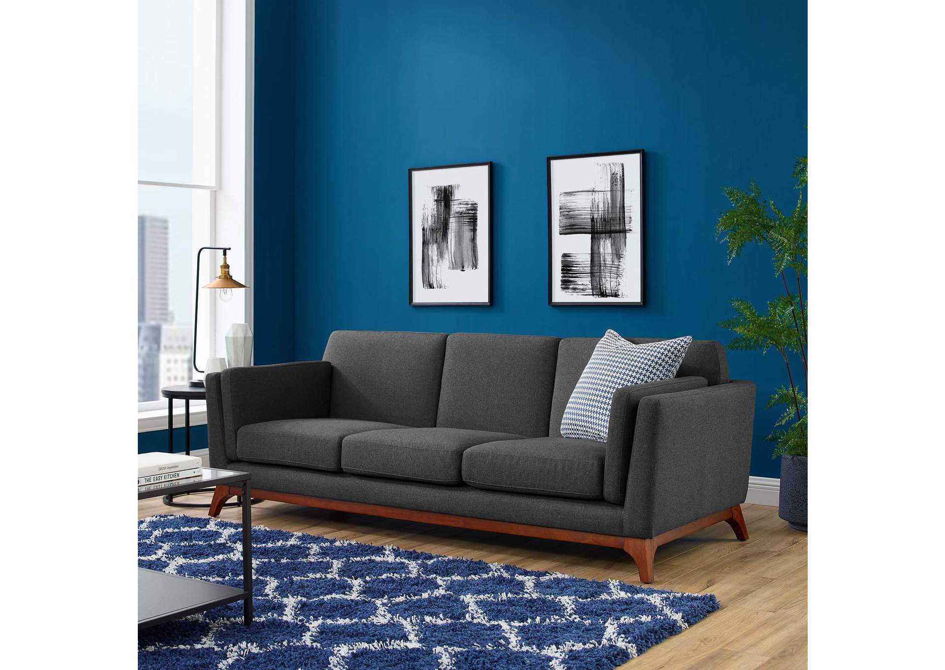 Gray Chance Upholstered Fabric Sofa,Modway